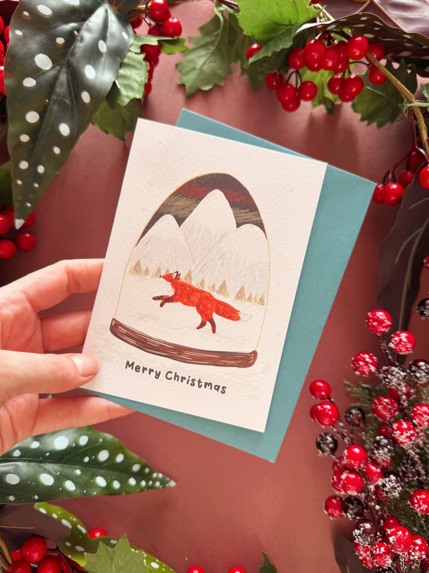 Fox Globe Christmas Card