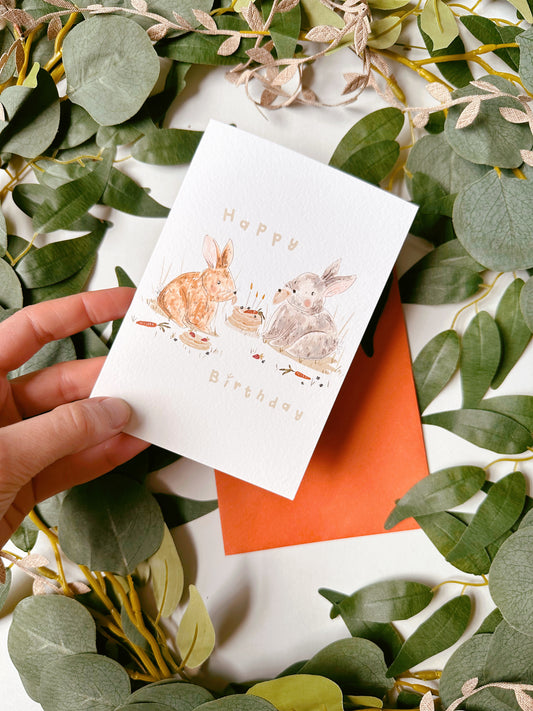 Rabbit Pancake Birthday Card