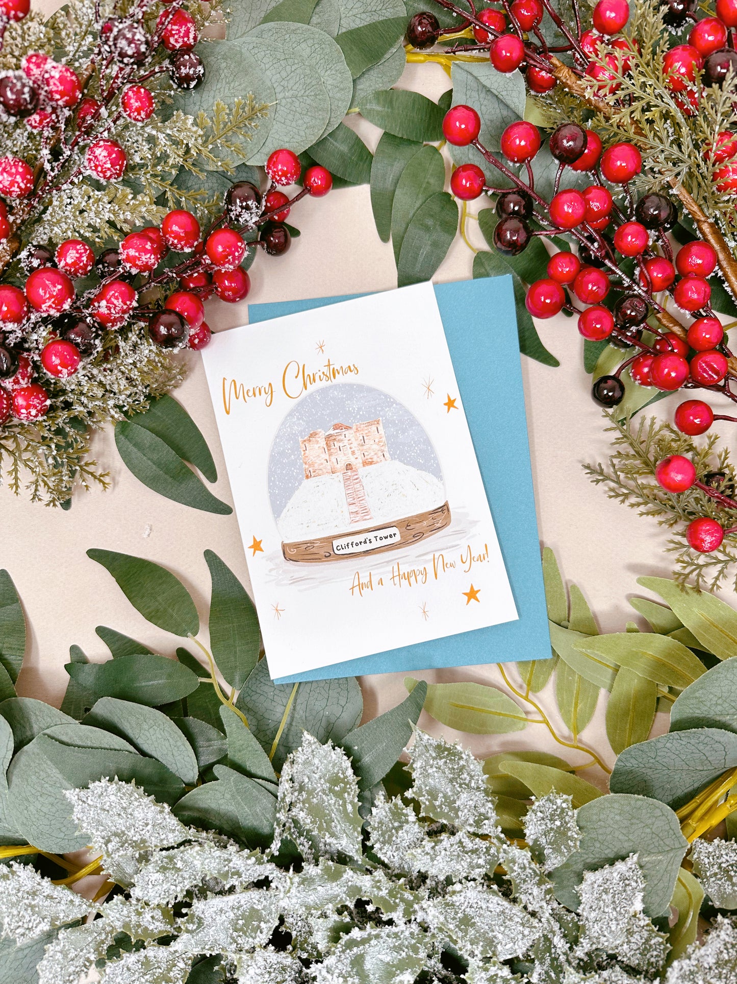 Cliffords Tower Snow Globe Card