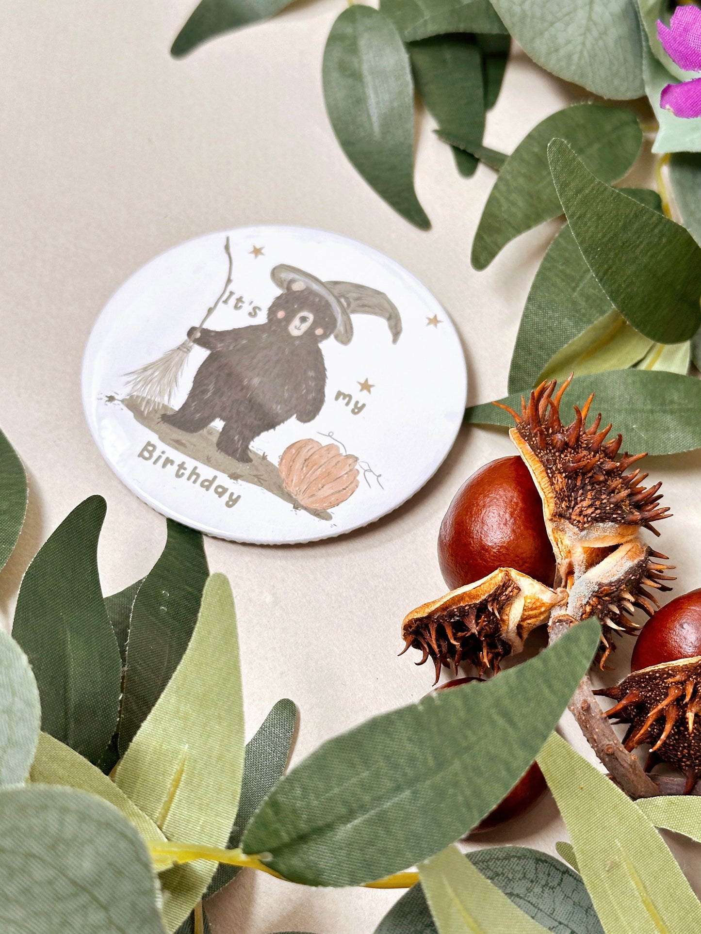 Witch Bear Birthday Badge