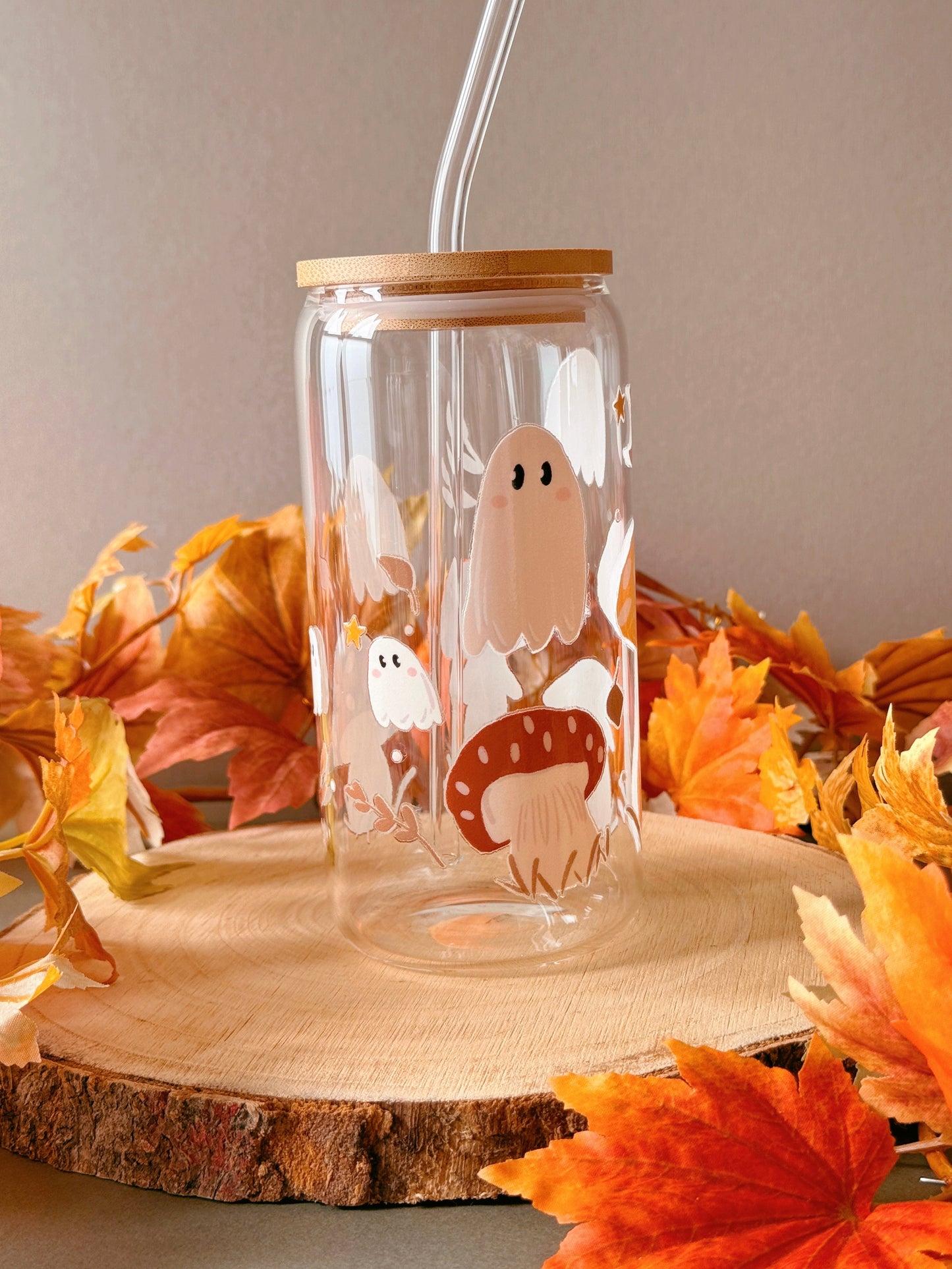 Mushroom Ghost Glass Tumbler
