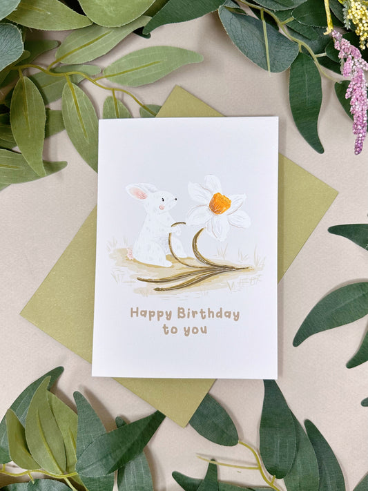Bunny Daffodil Birthday Card