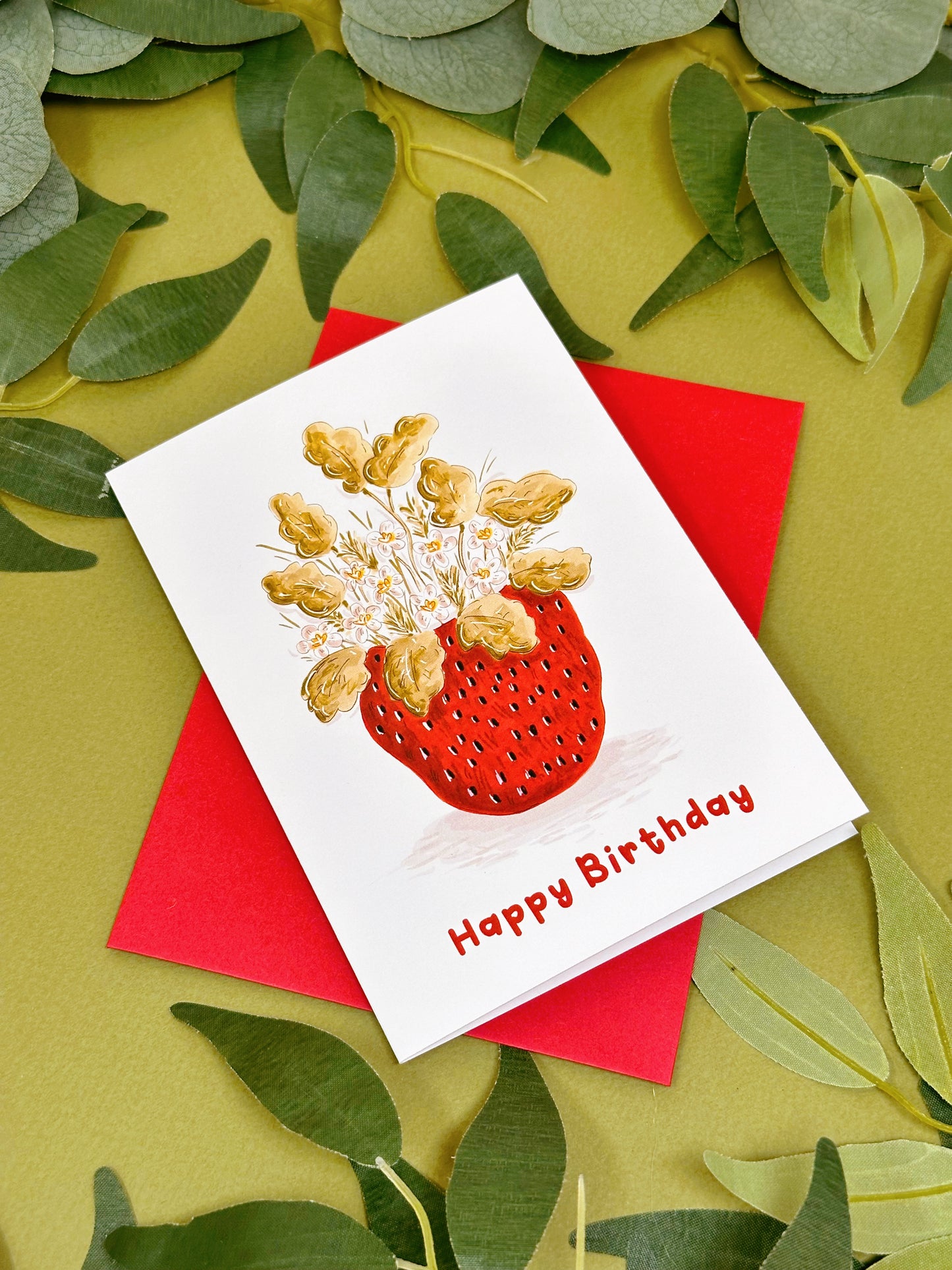 Strawberry Vase Birthday Card
