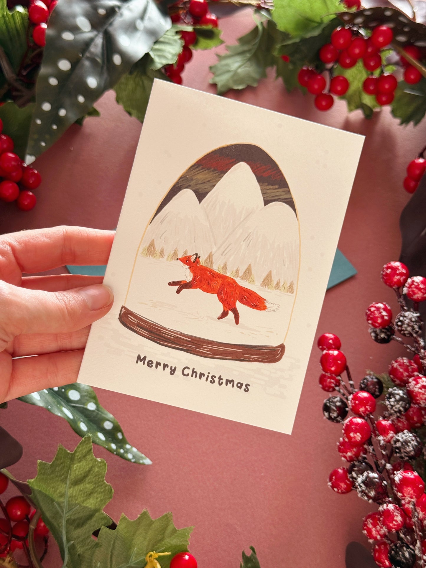 Fox Globe Christmas Card