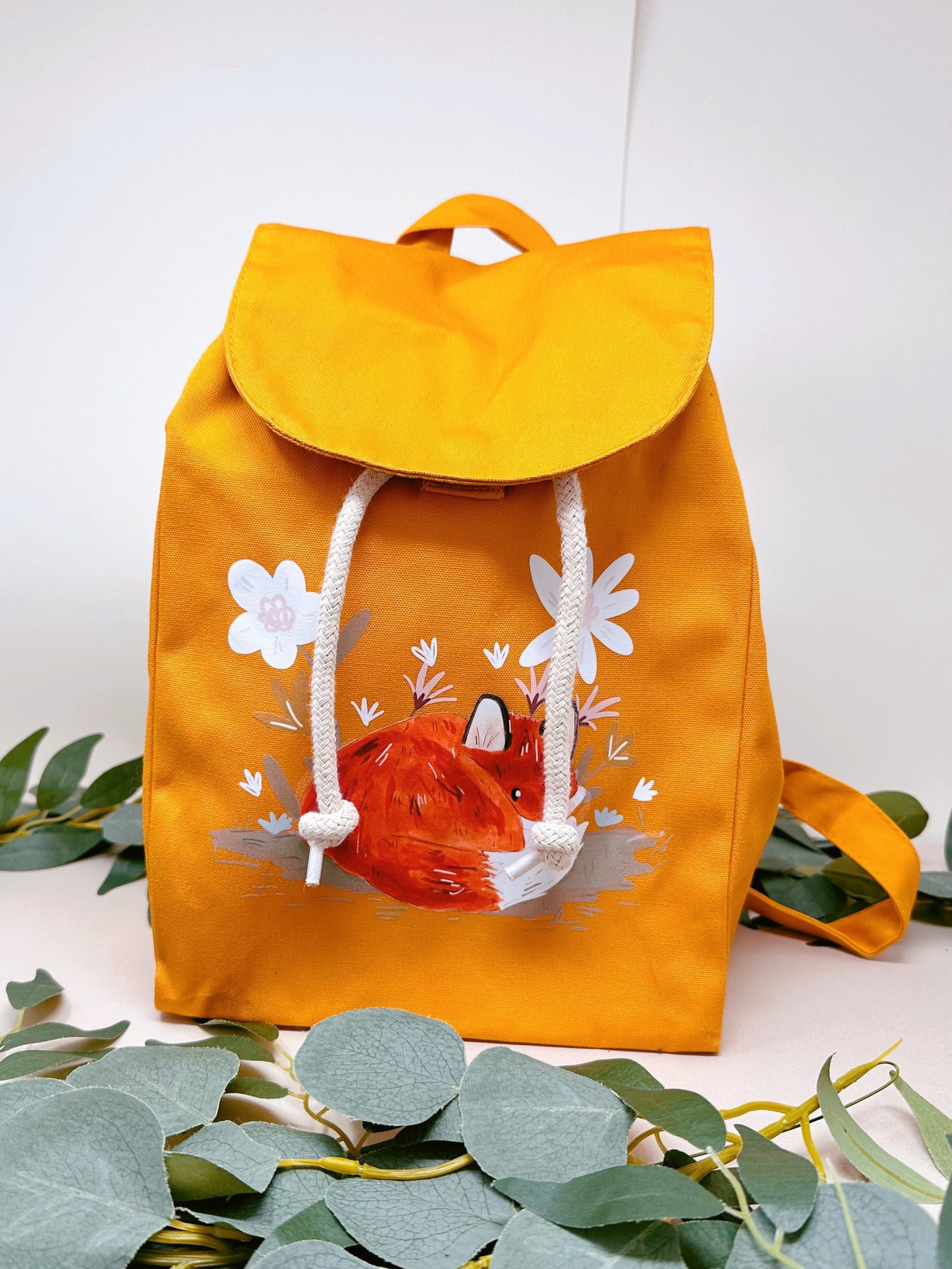 Flower Fox Backpack - Organic Cotton