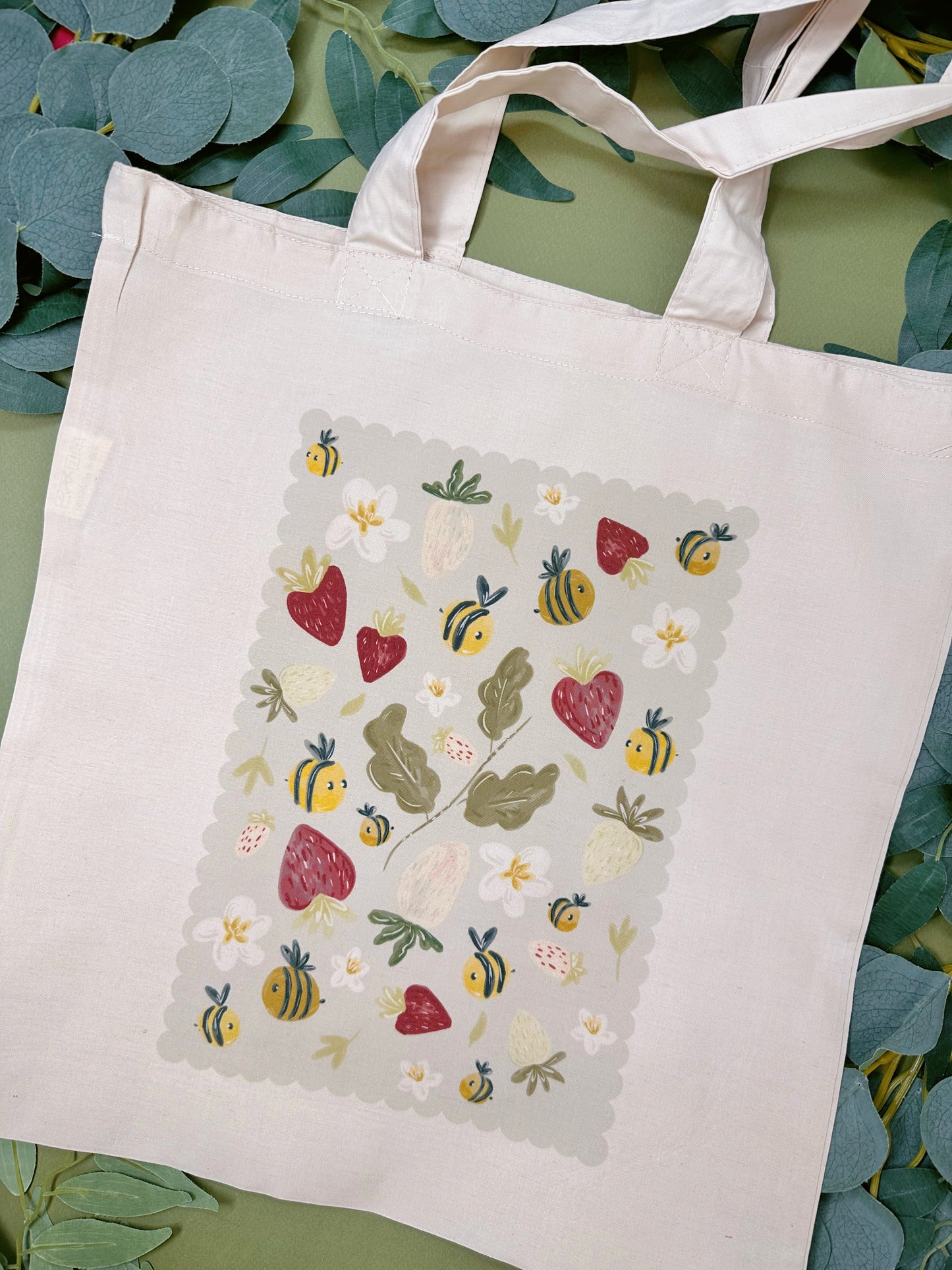 Strawberry Bee Tote Bag