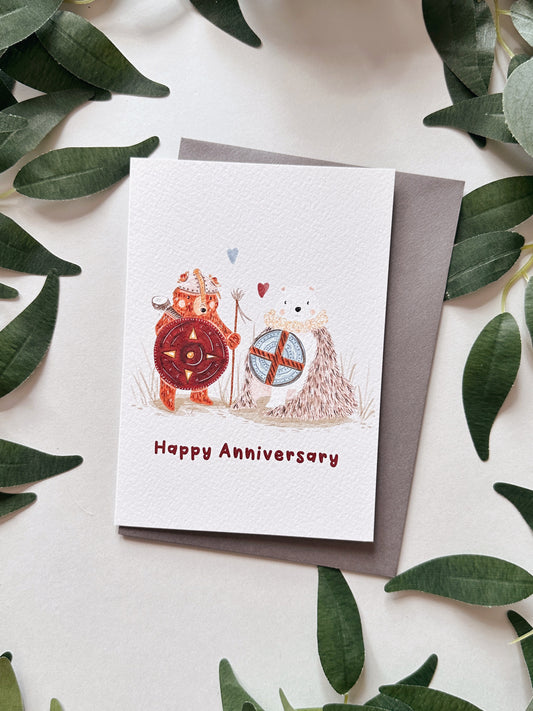 Viking bears wedding anniversary card