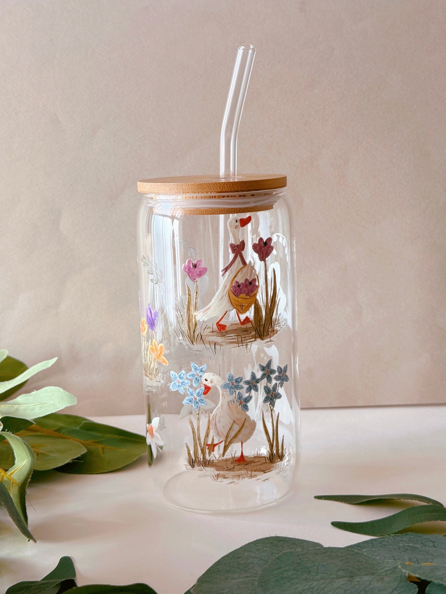 Spring Duck Glass Tumbler