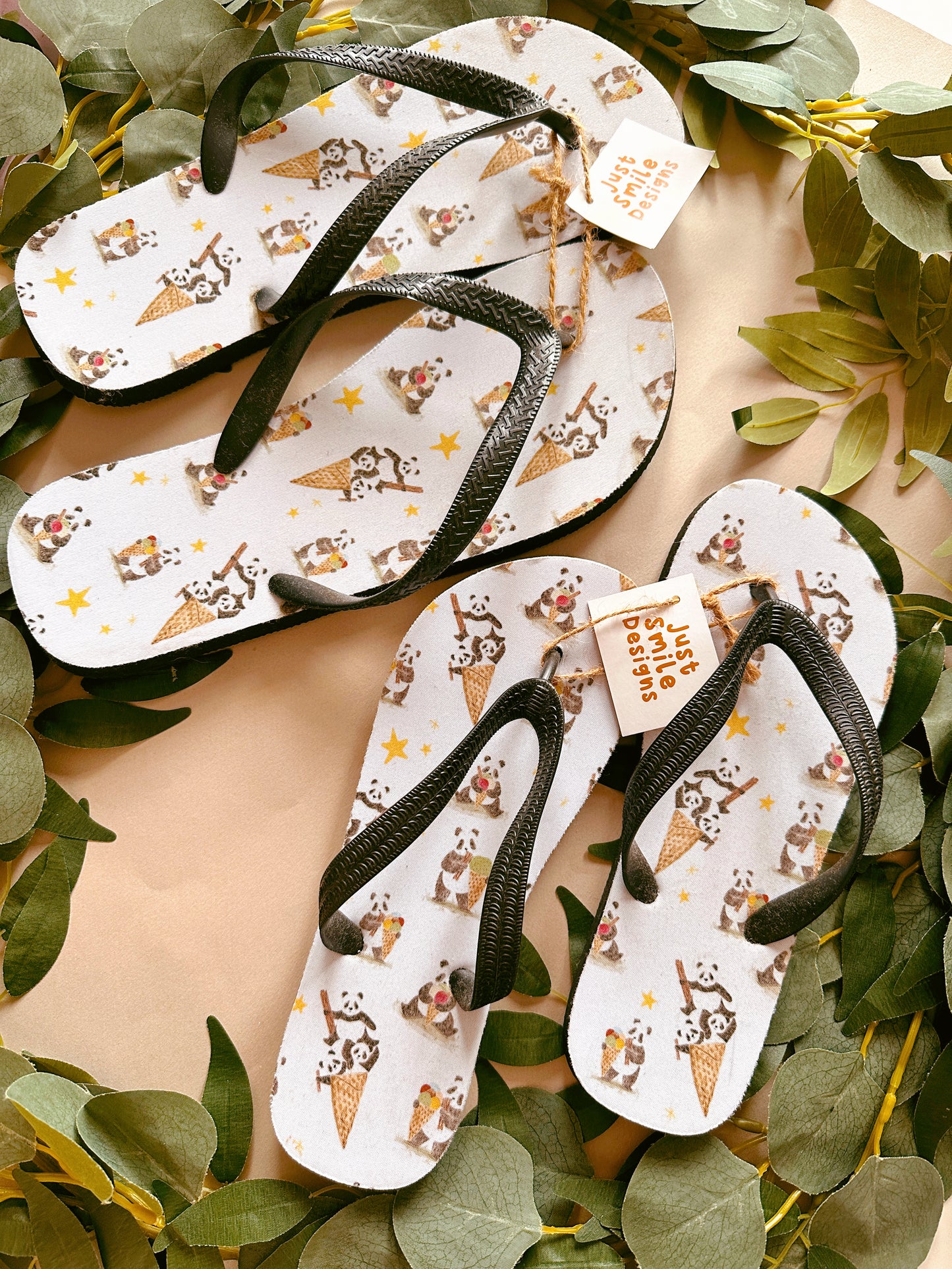 Ice Cream Panda Flipflops - Adult