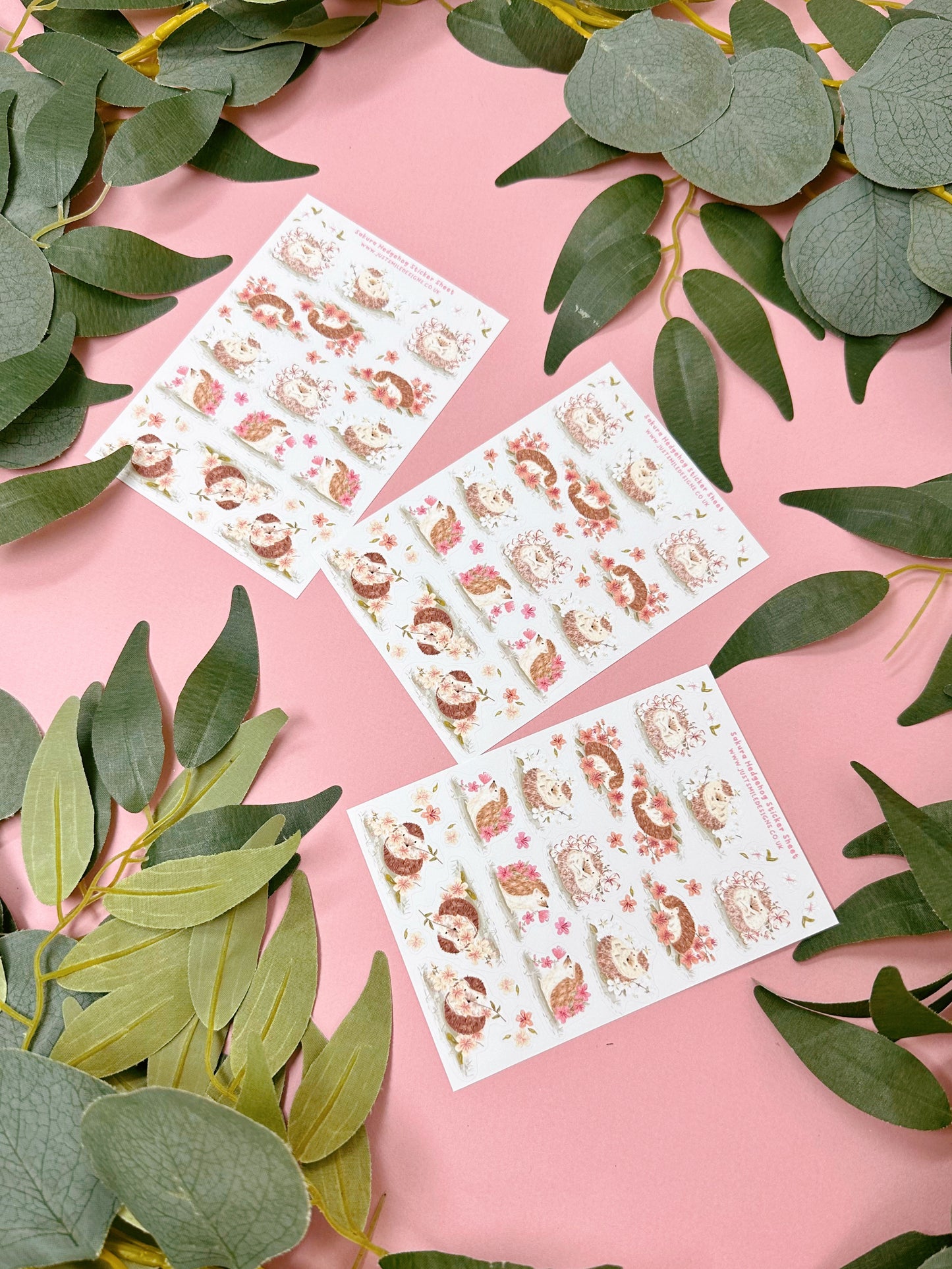 Sakura Hedgehog Sticker Sheet