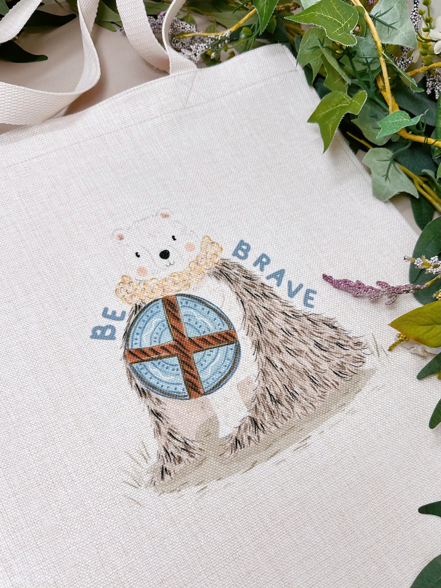 Be Brave Bear Linen Tote Bag