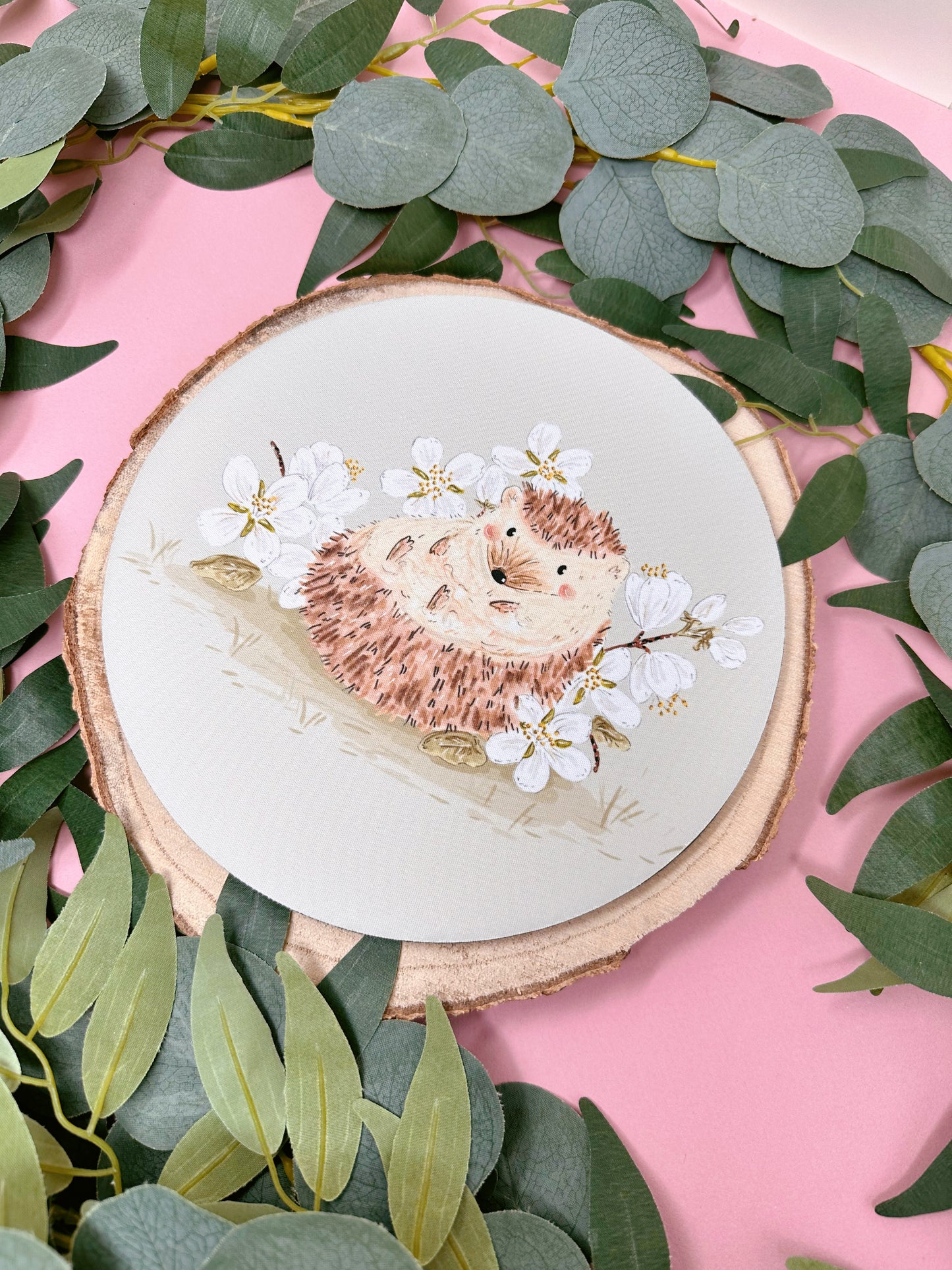 White Sakura Hedgehog Mousemat
