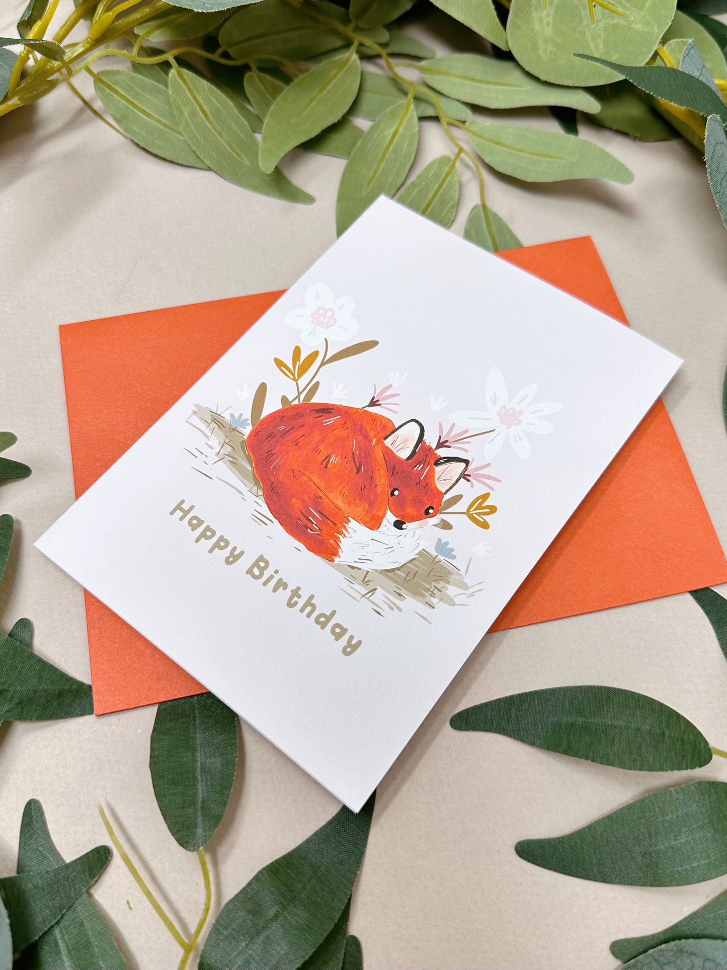 Floral Fox Birthday Card