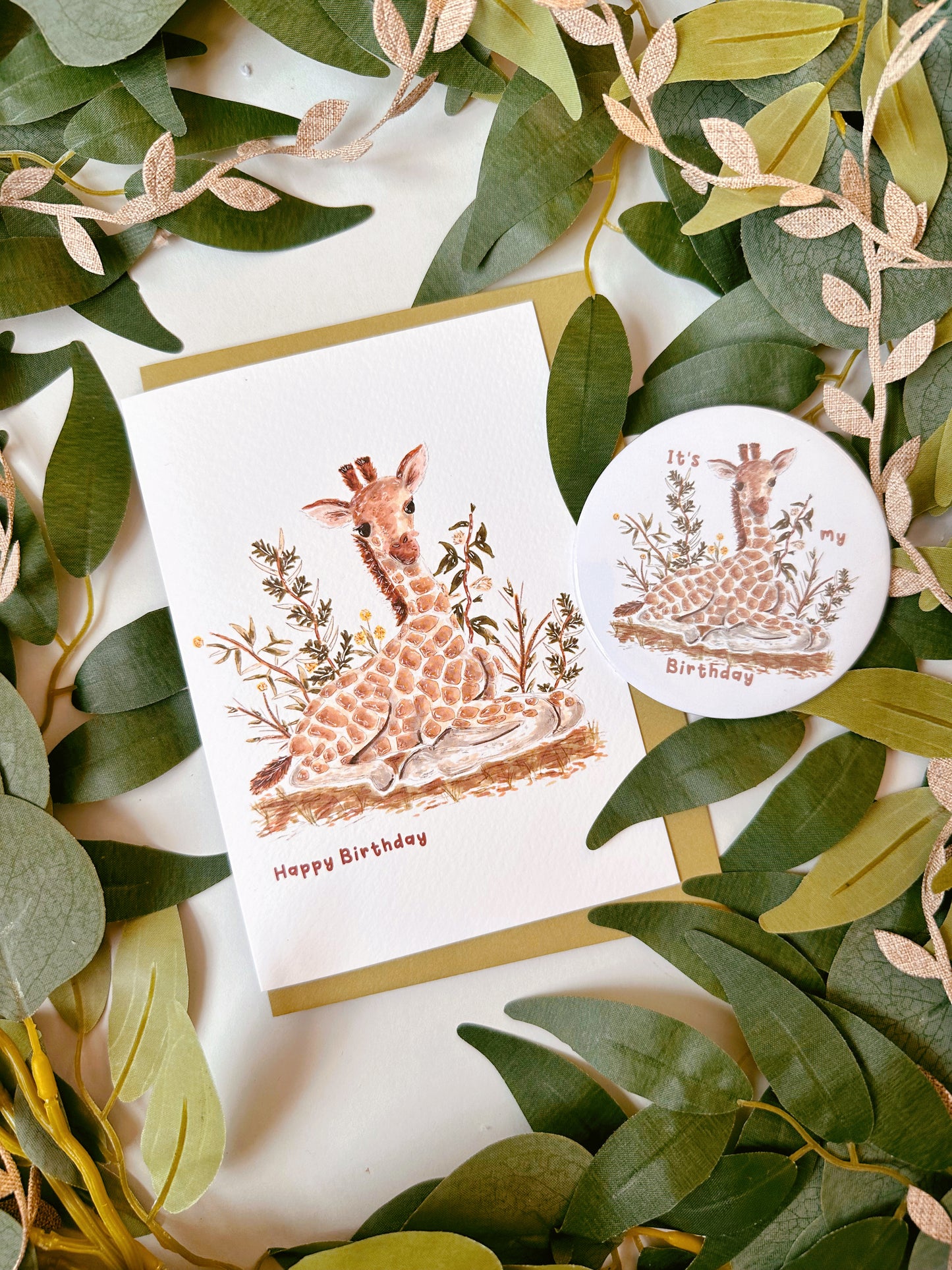 Baby Giraffe Birthday Card