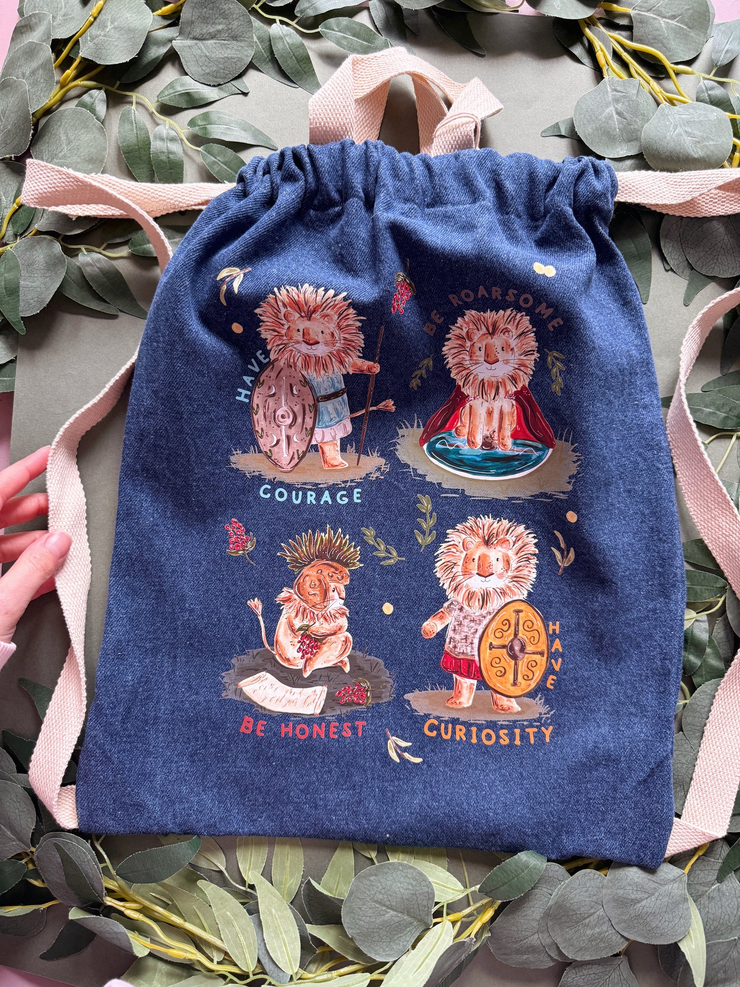 Lion Drawstring Tote Bag