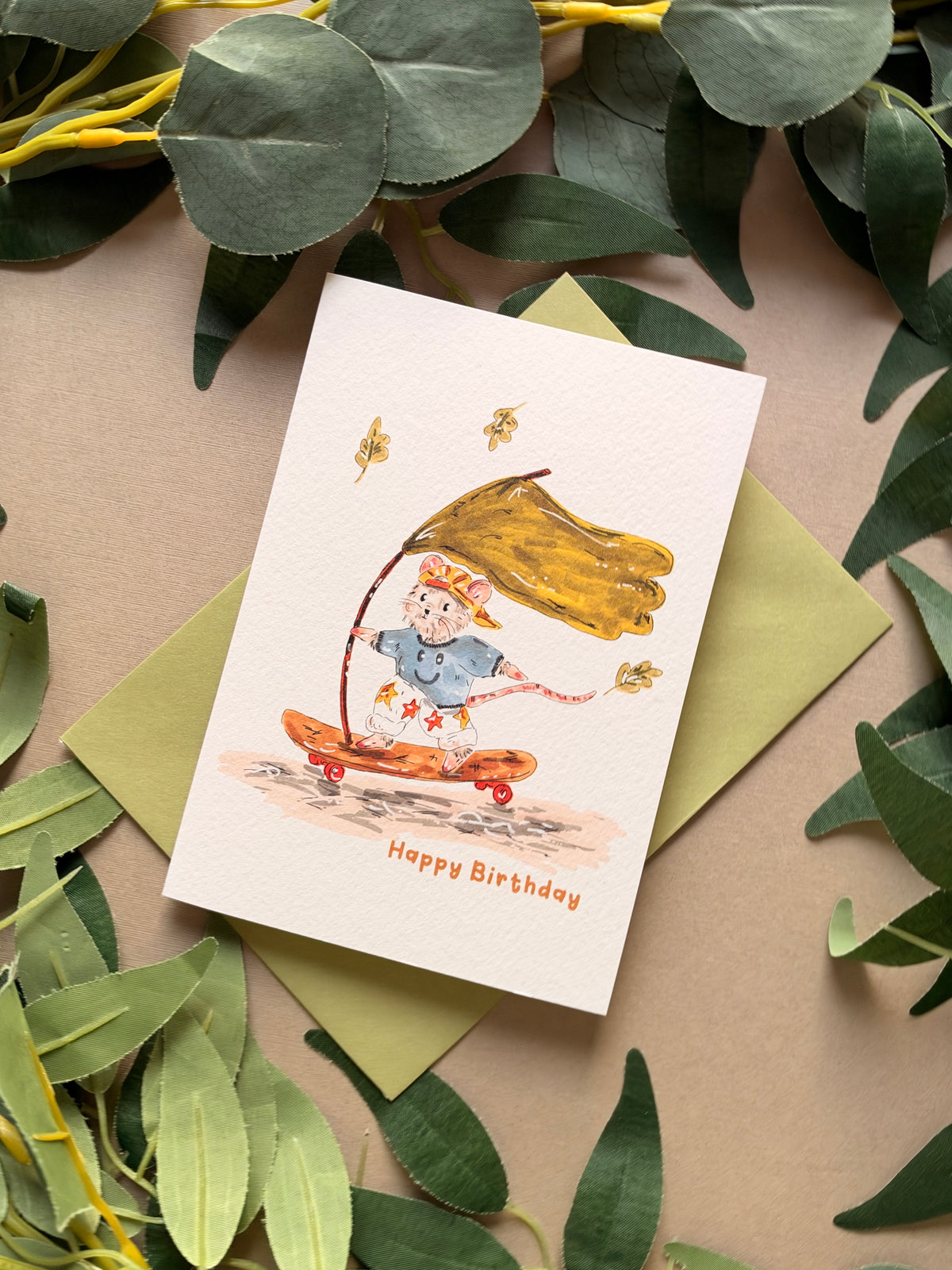 Skateboard Mouse Birthday Card