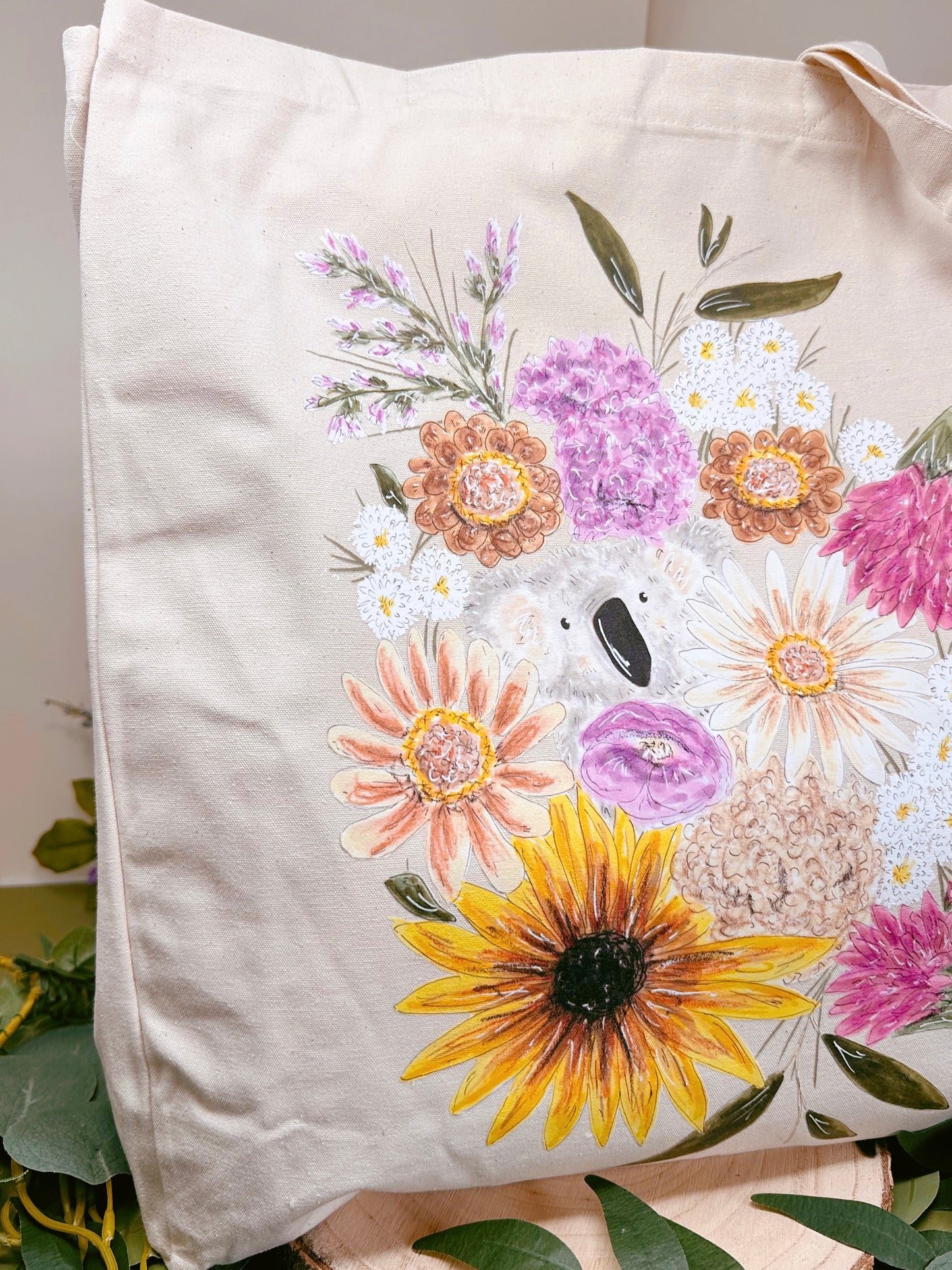 Floral Koala Giant Tote Bag