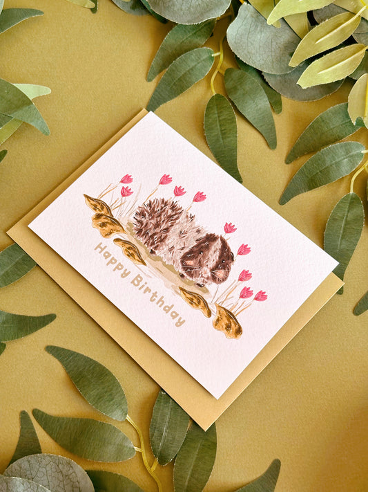 Guinea pig tulip birthday card