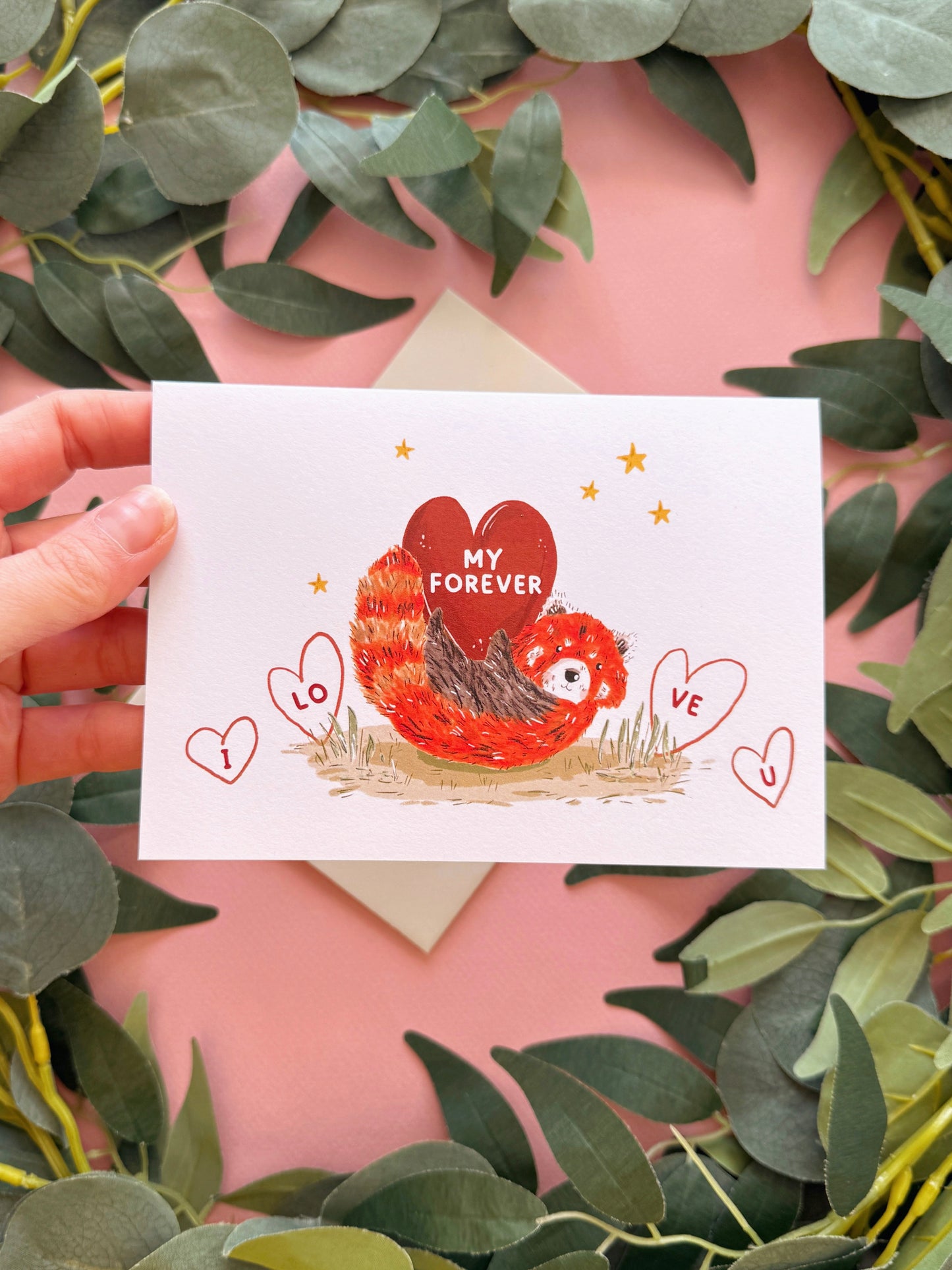 Red panda valentines card