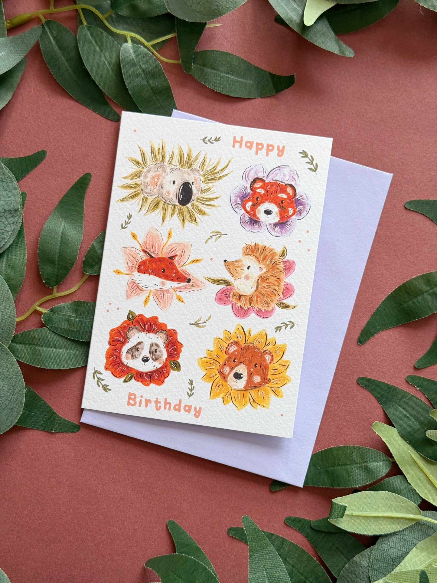 Flower Animals Birthday Card