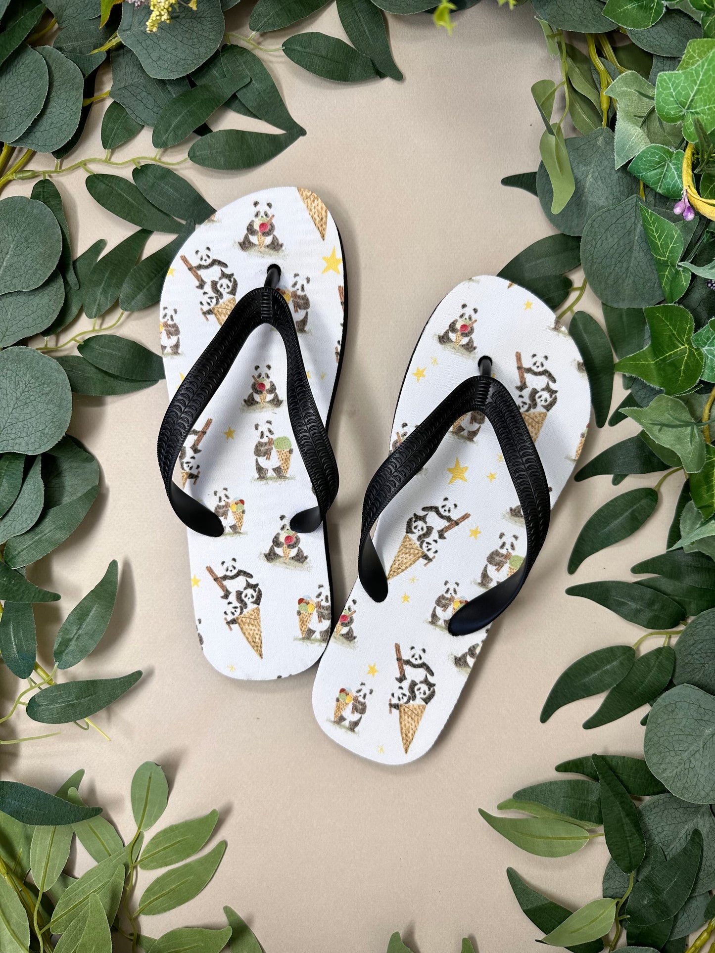 Ice Cream Panda Flipflops - Adult