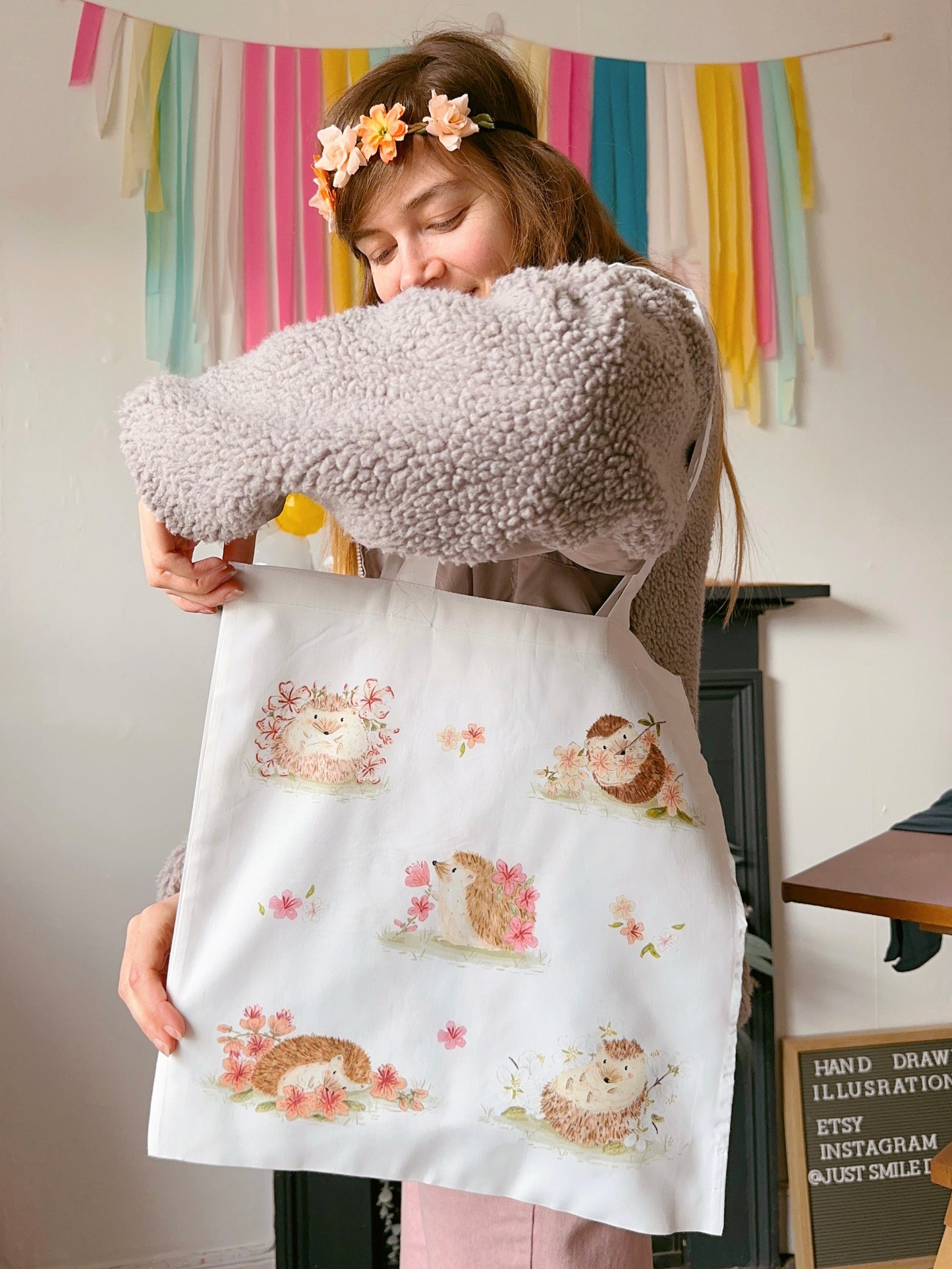 Sakura Hedgehogs Tote Bag