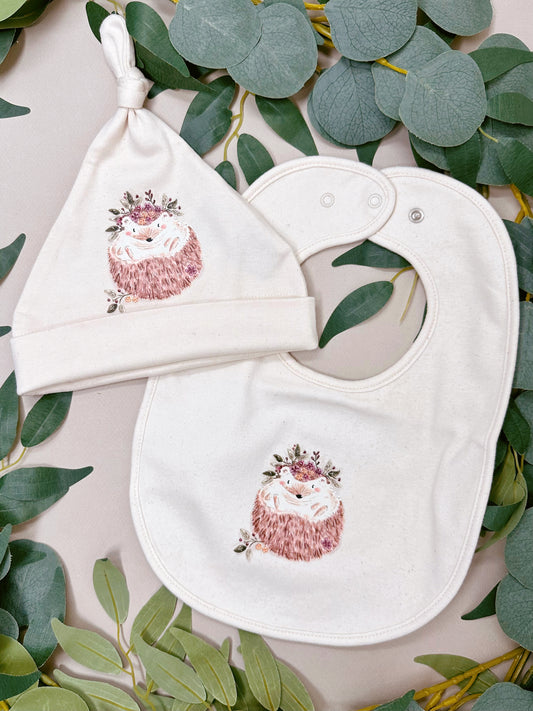 Botanical Hedgehog Bib & Hat Set