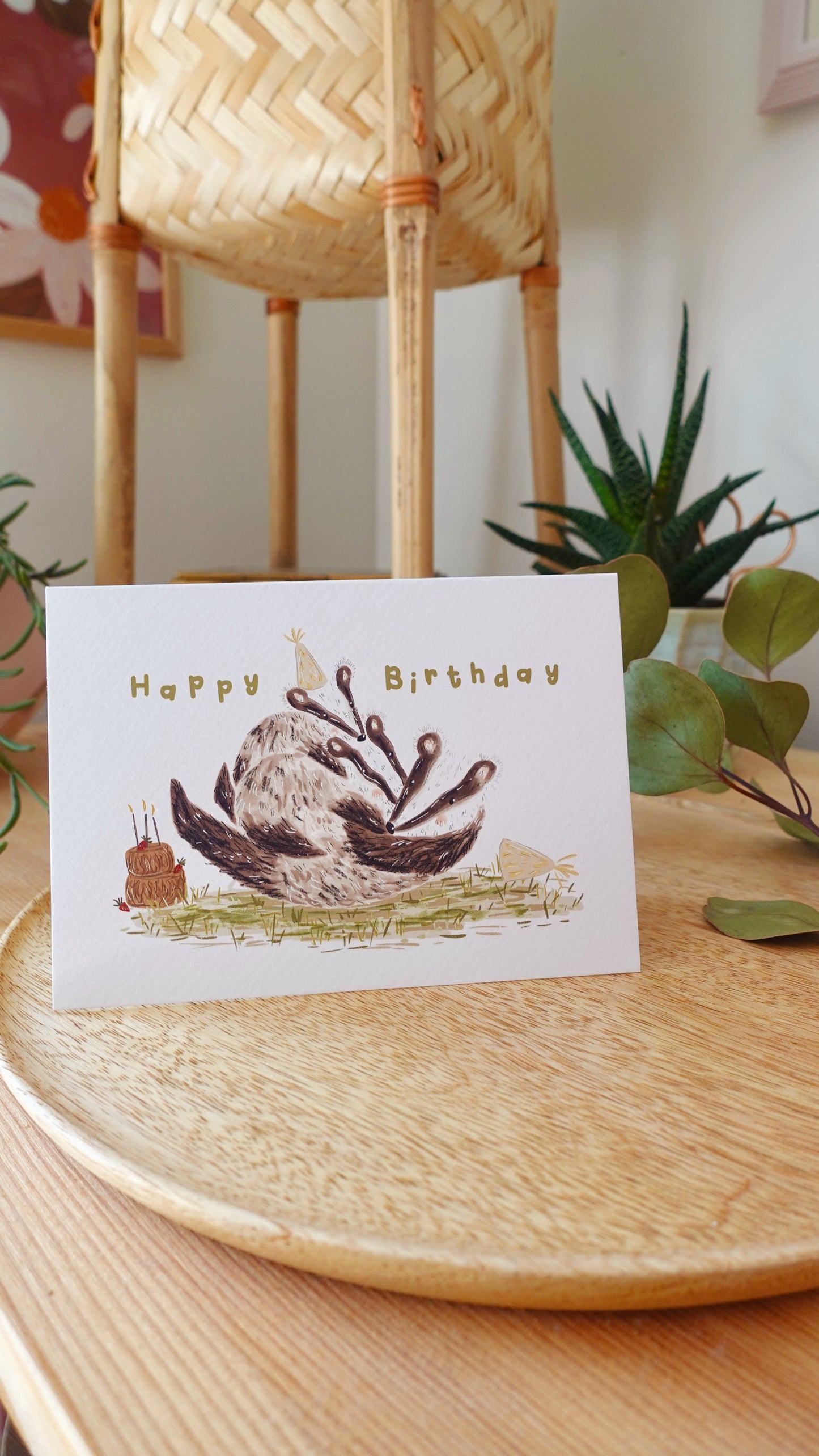 Badger Family Birthday Card