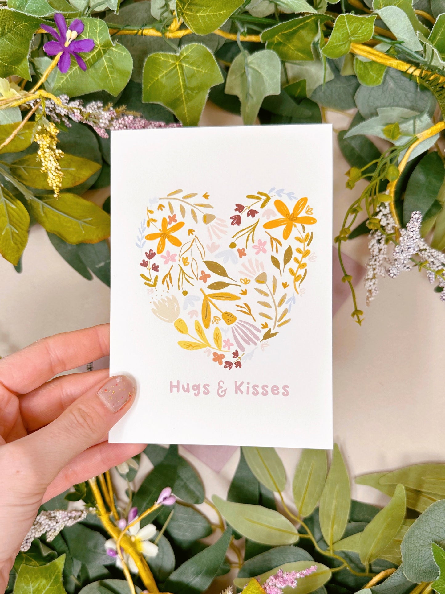 Floral Heart Hugs & Kisses Card