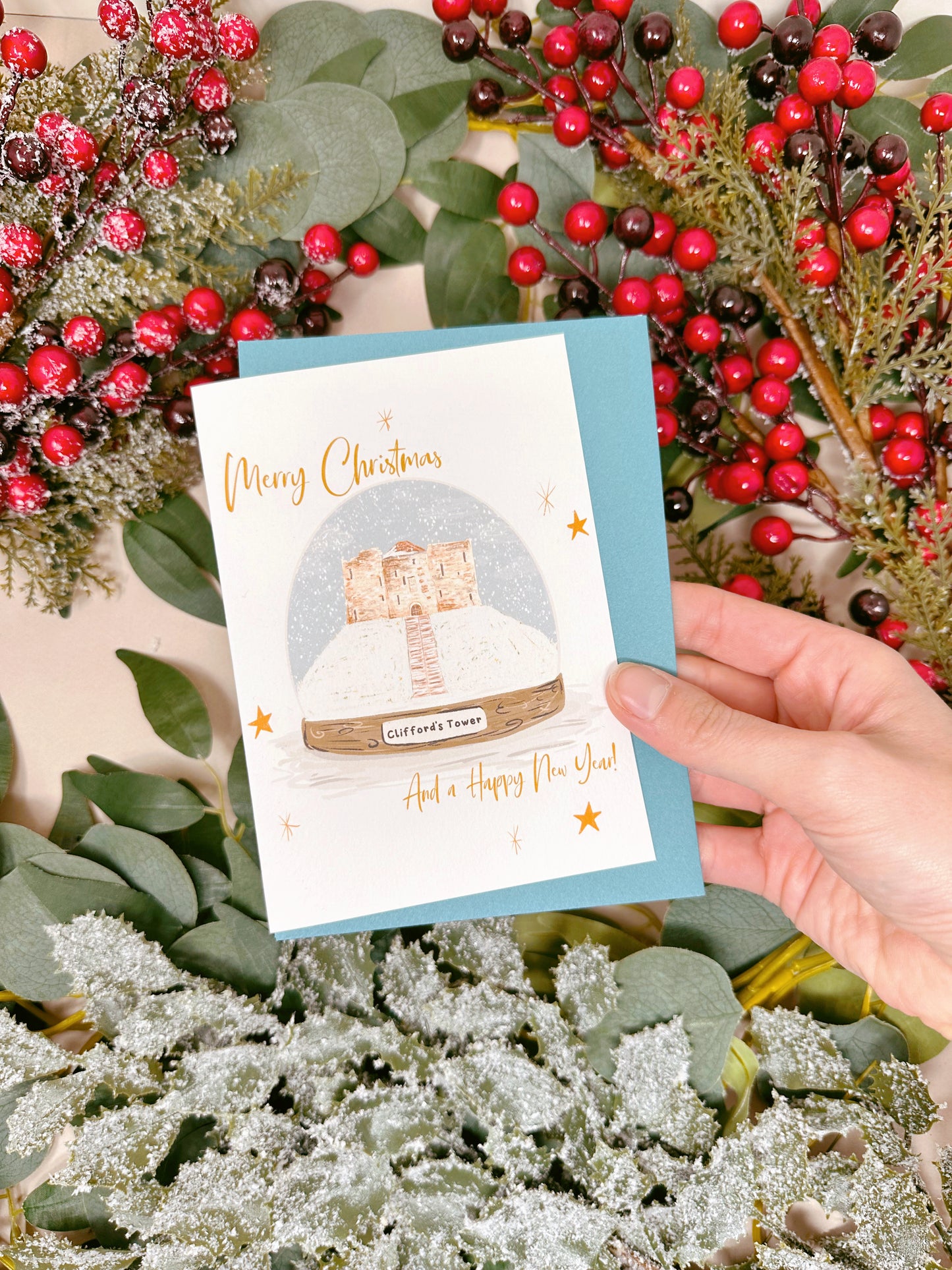 Cliffords Tower Snow Globe Card