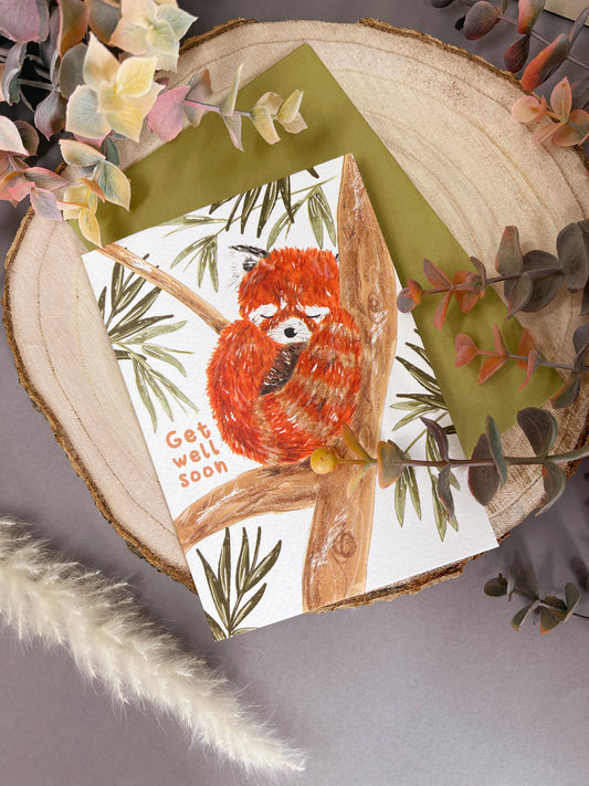 Red Panda Get Well Card