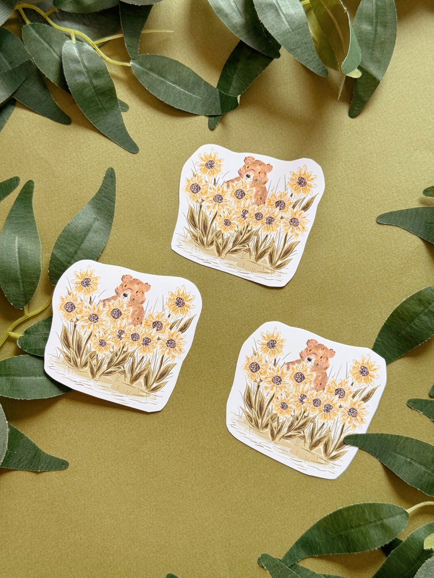 Sunflower Bear Sticker