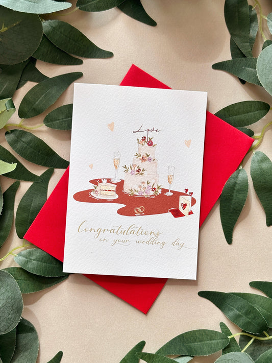 Love cake wedding card