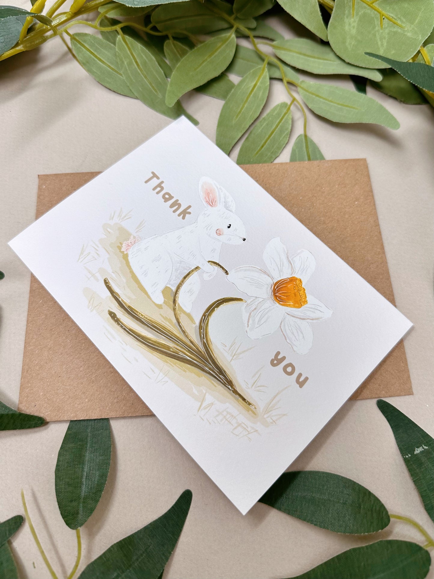 Bunny Daffodil Thank You Card