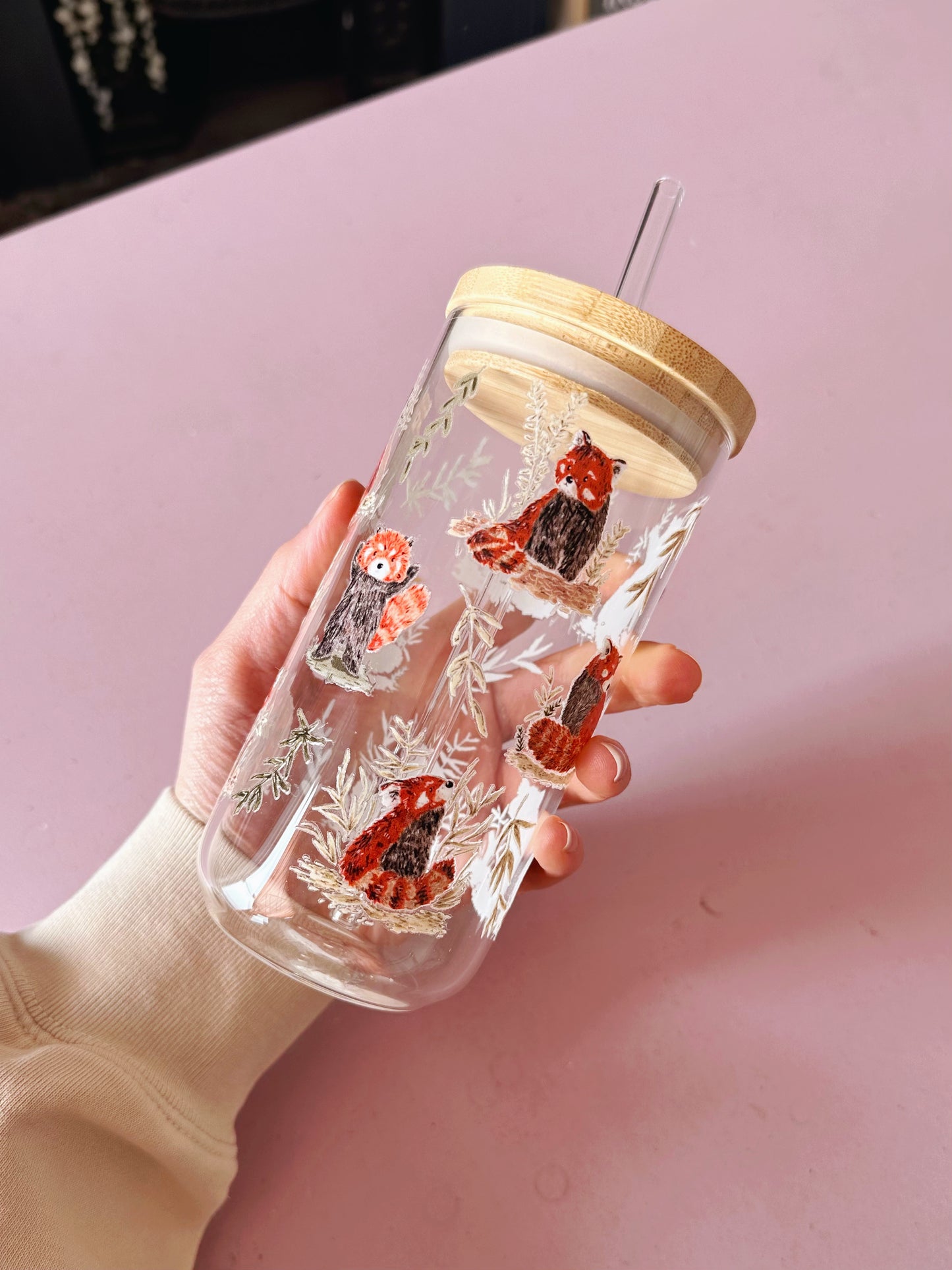 Red Panda Glass Tumbler