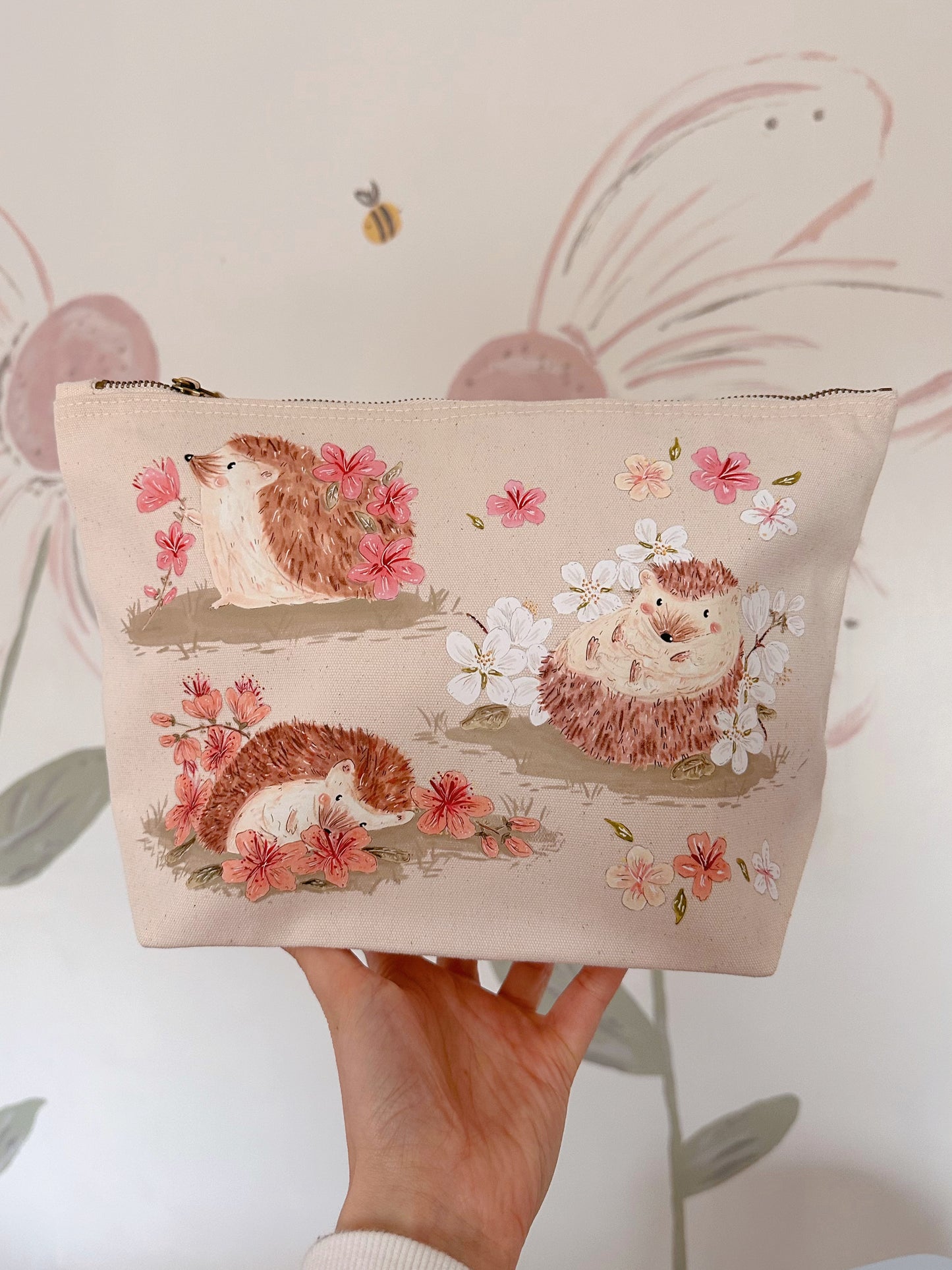 Sakura Hedgehogs Zip Bag