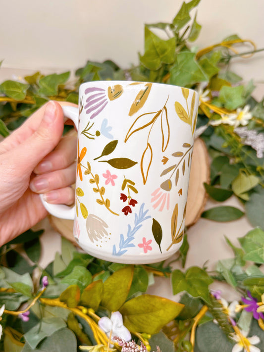 Fresh Flowers Tall Ceramic Mug