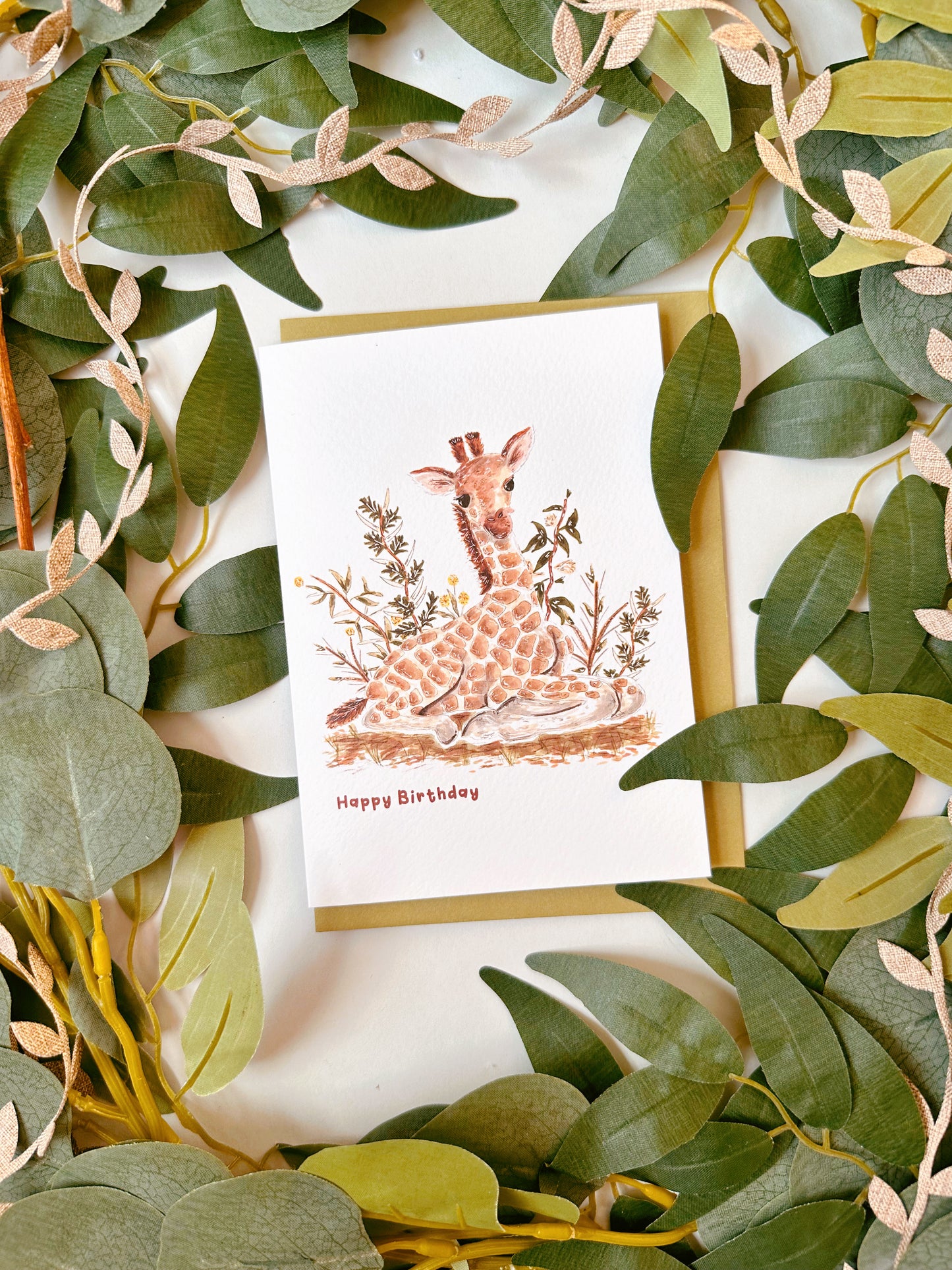 Baby Giraffe Birthday Card