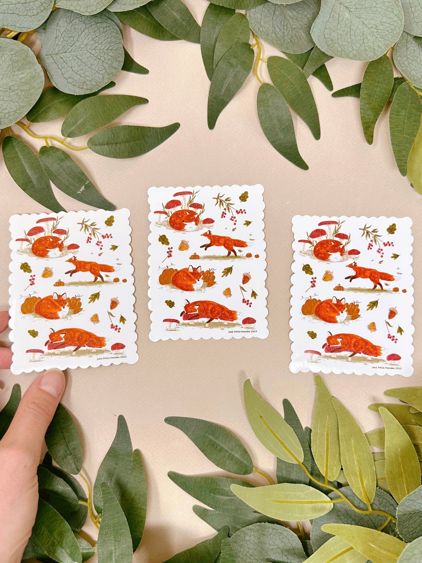 Autumnal Fox Vinyl Waterproof Sticker