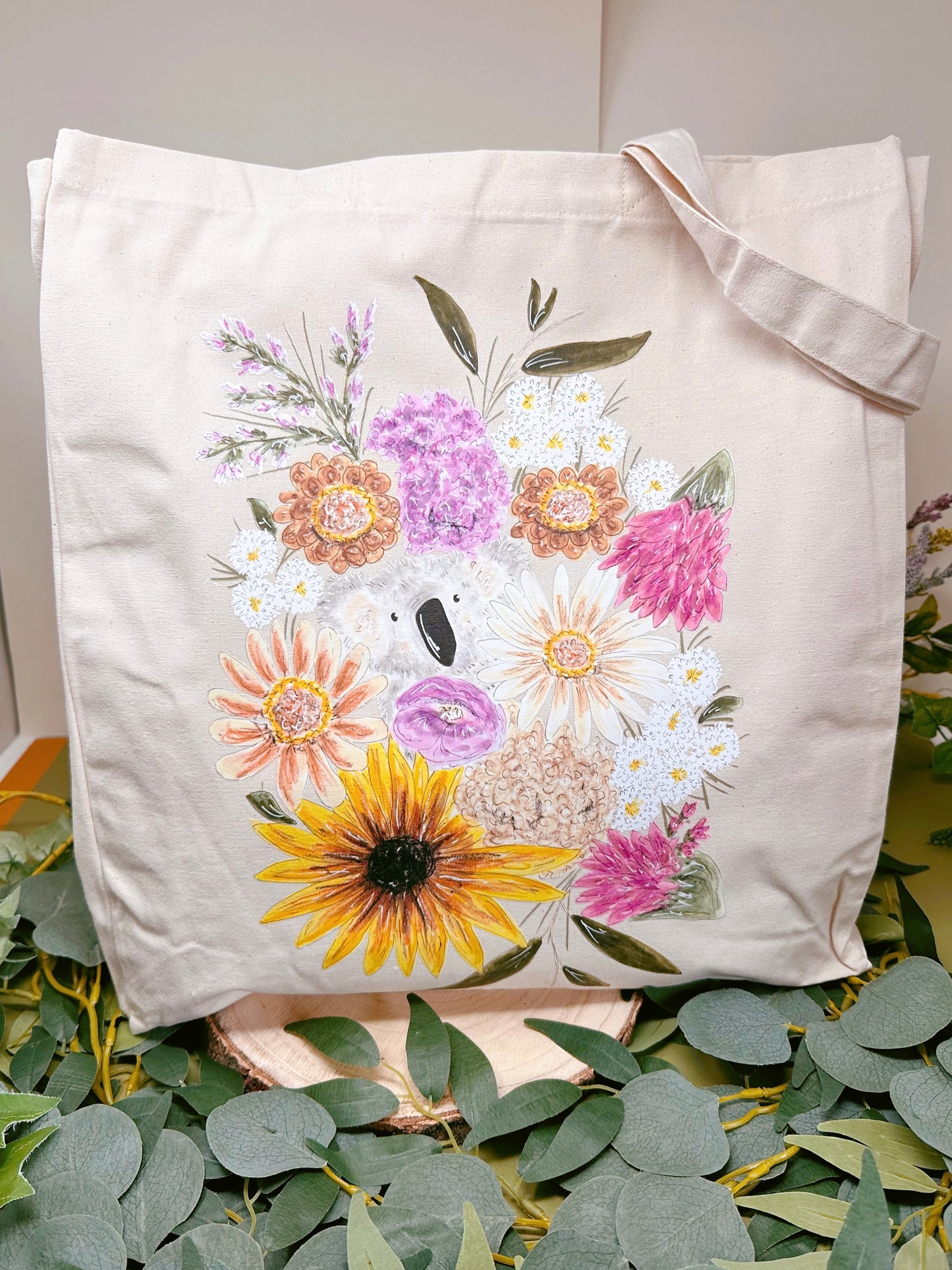 Floral Koala Giant Tote Bag