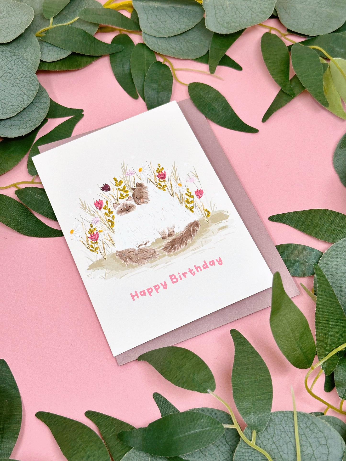 Floral Cat Birthday Card