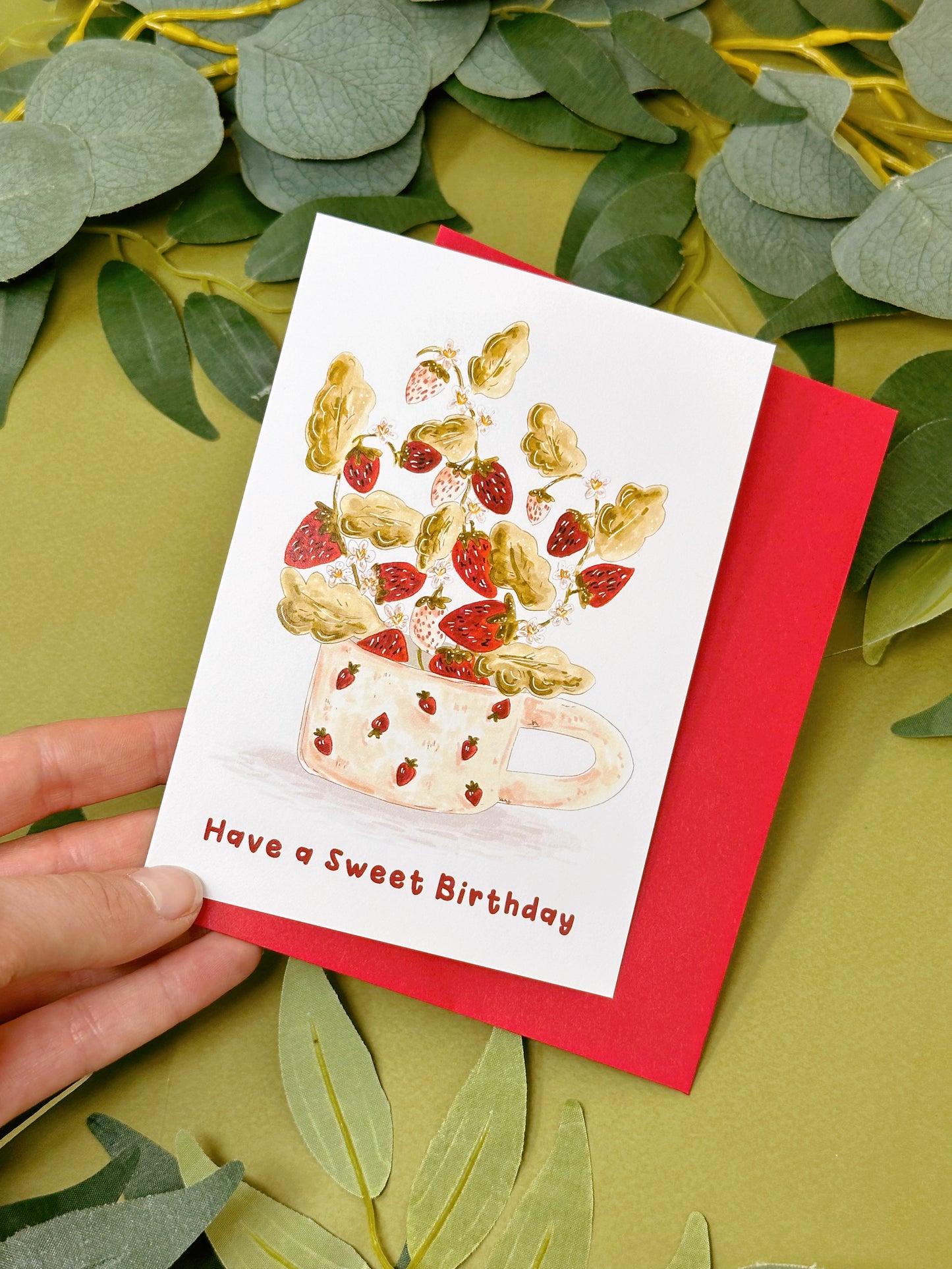 Strawberry Cup Birthday Card
