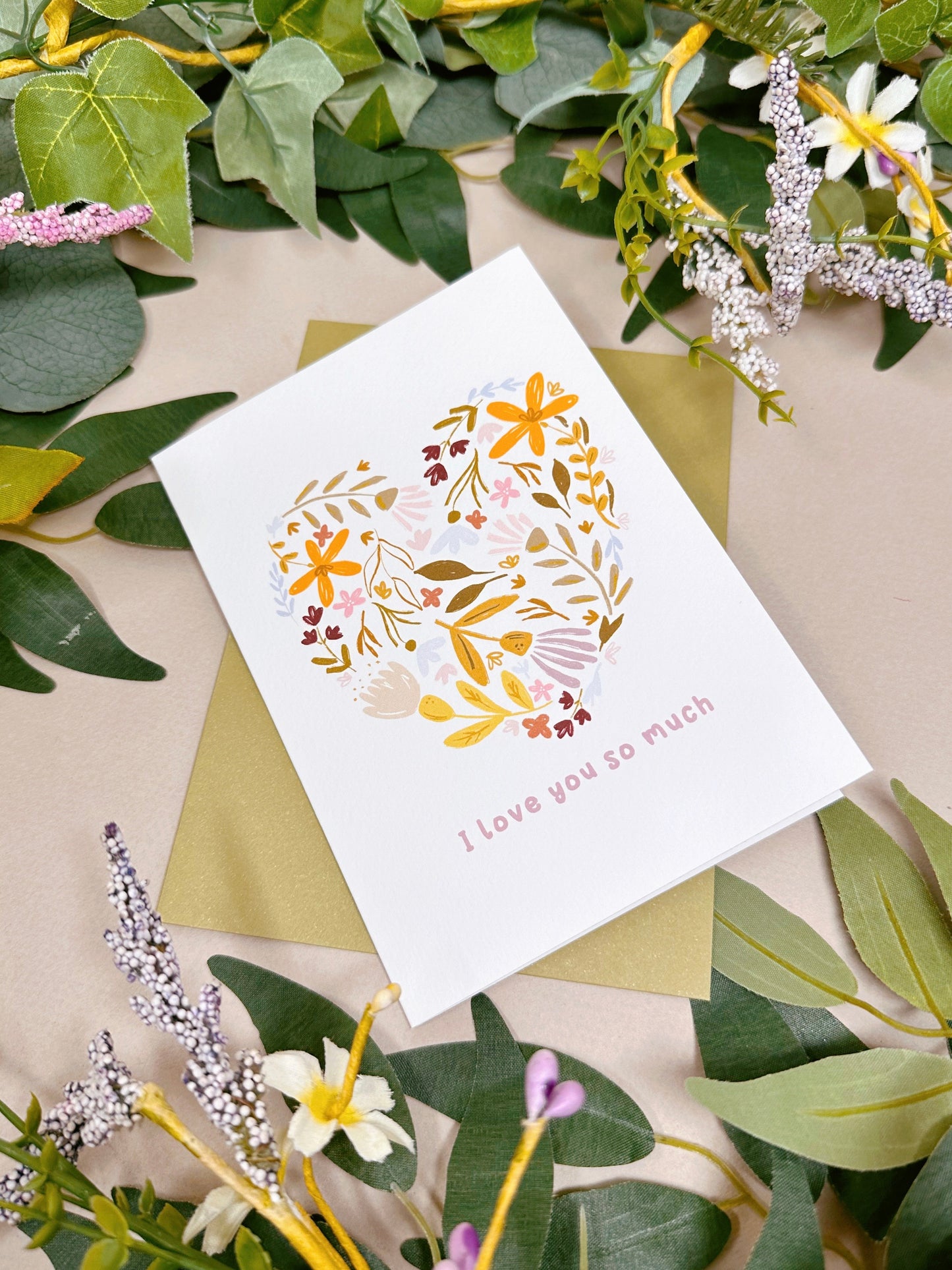 Floral Heart I Love You Card