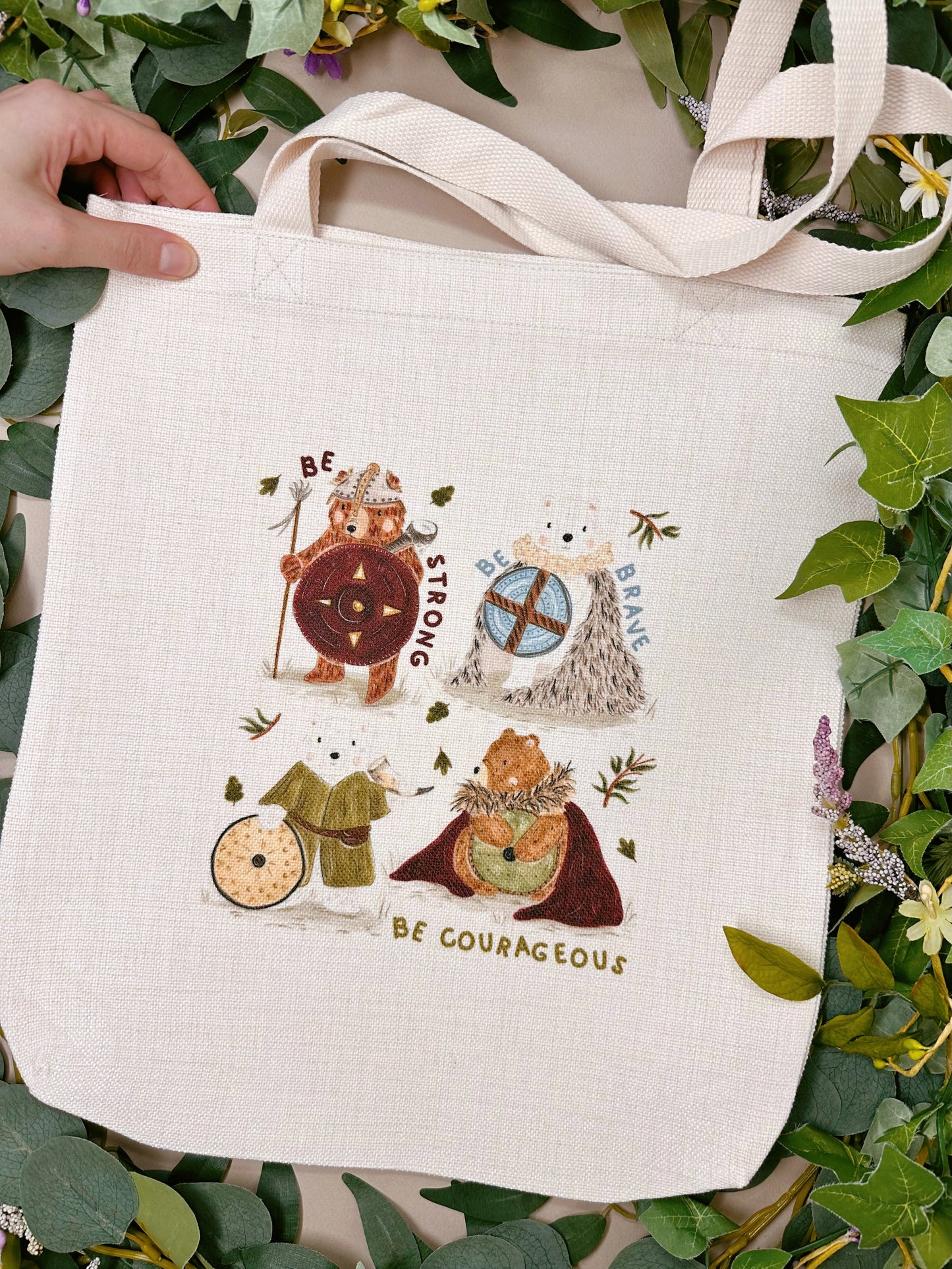 Viking Bear Linen Tote Bag