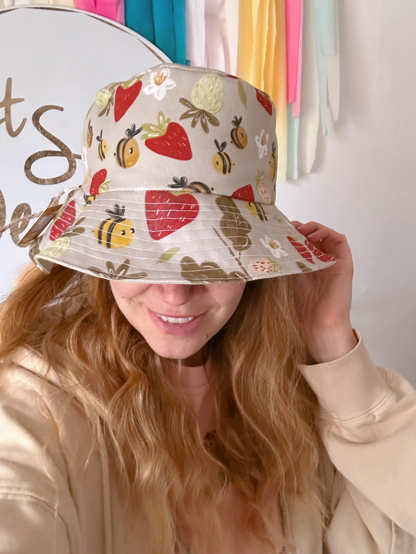 Strawberry Bee Bucket Hat - Adult & Child Sizing