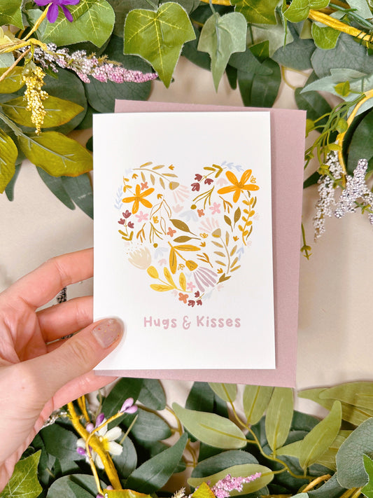 Floral Heart Hugs & Kisses Card