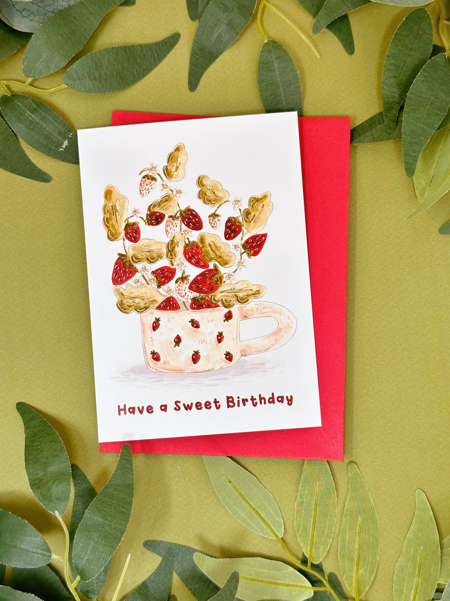 Strawberry Cup Birthday Card