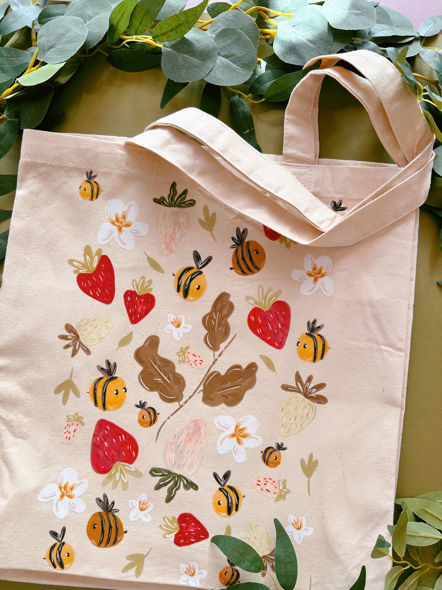 Strawberry Bee Giant Tote Bag