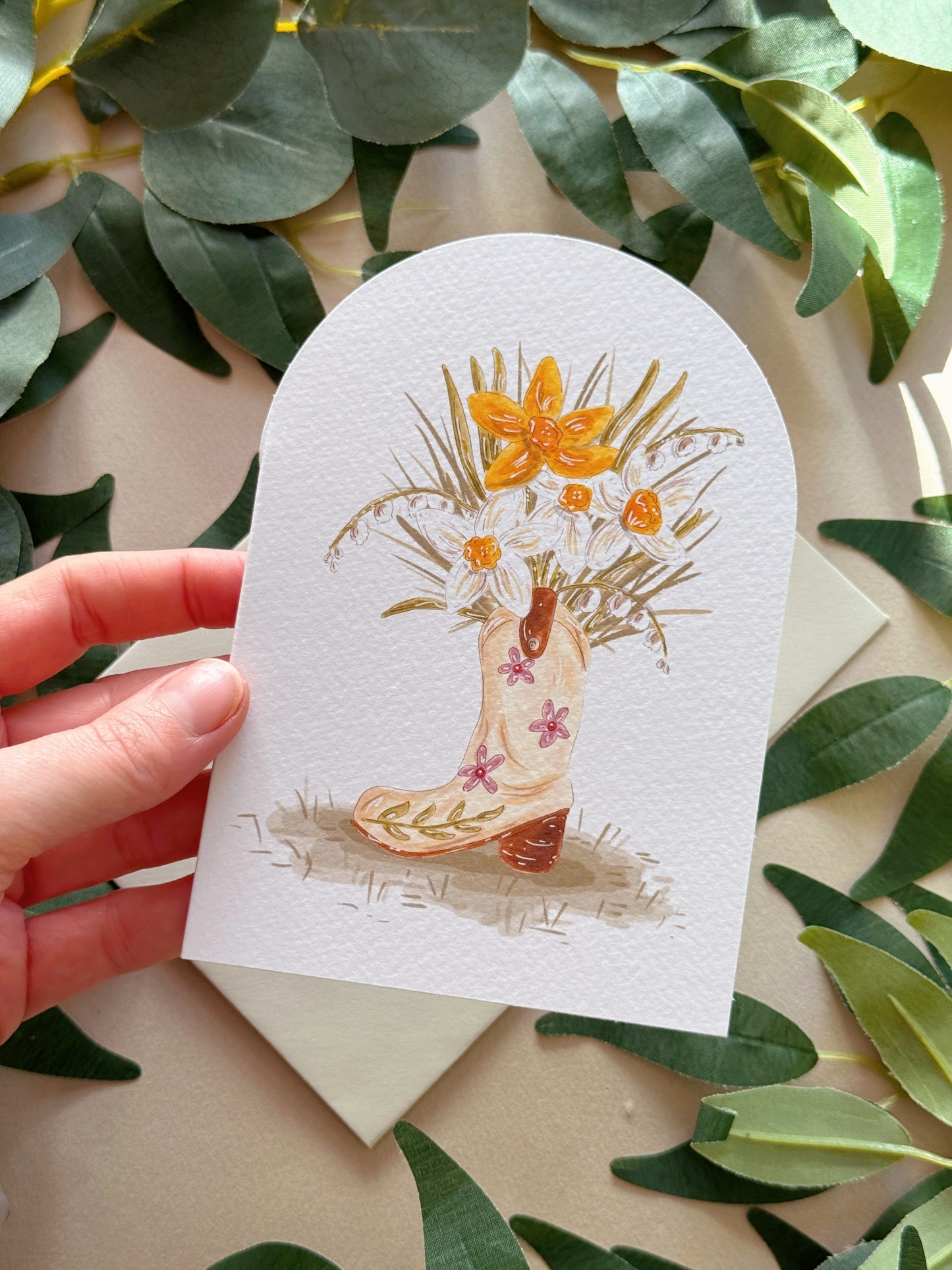 Cowboy Boots Vase Card