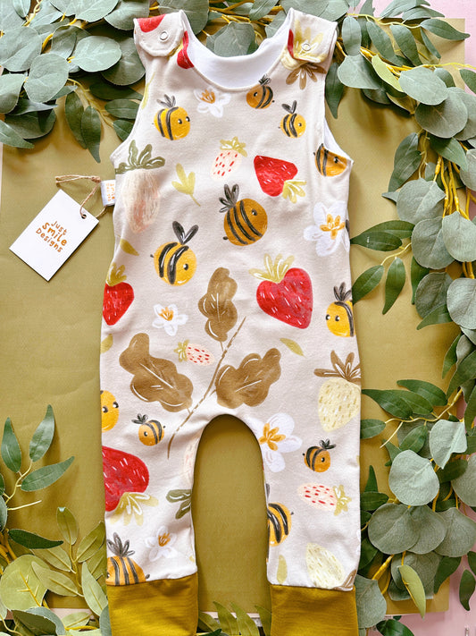 Strawberry bee long romper